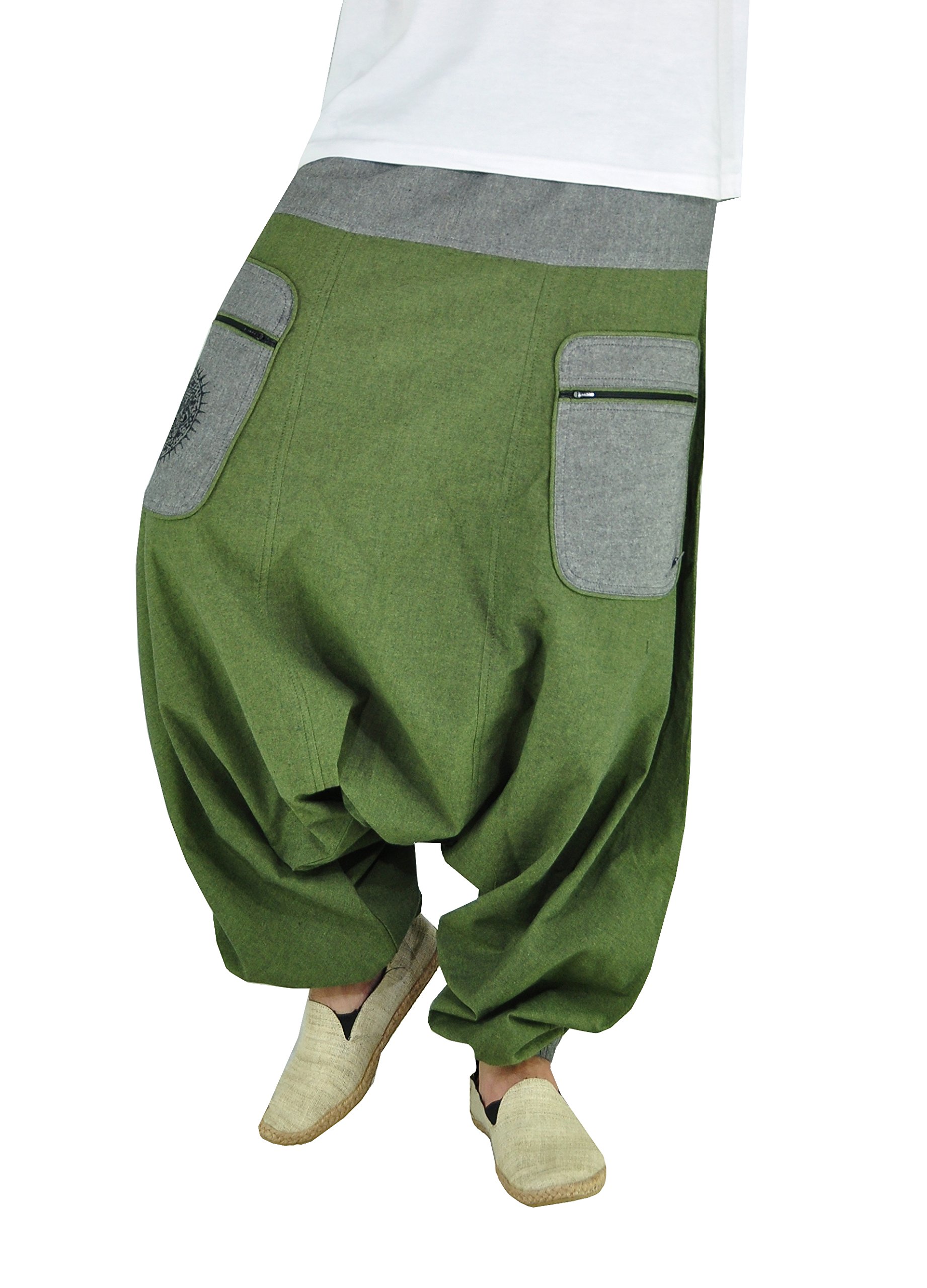 Virblatt Harem Pants for Men & Women - Soft Cotton Drop Crotch Lounge Pants, Aladdin Style Hippie Pants for Yoga, Meditation, Rave & Festival Wear