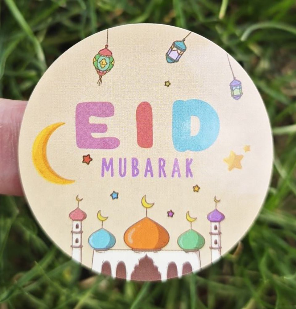 Fun Kids Themed Eid Mubarak Stickers - Pack of 10 Colorful Islamic Celebration Decals for Greeting Cards, Scrapbooking & Party Favors
