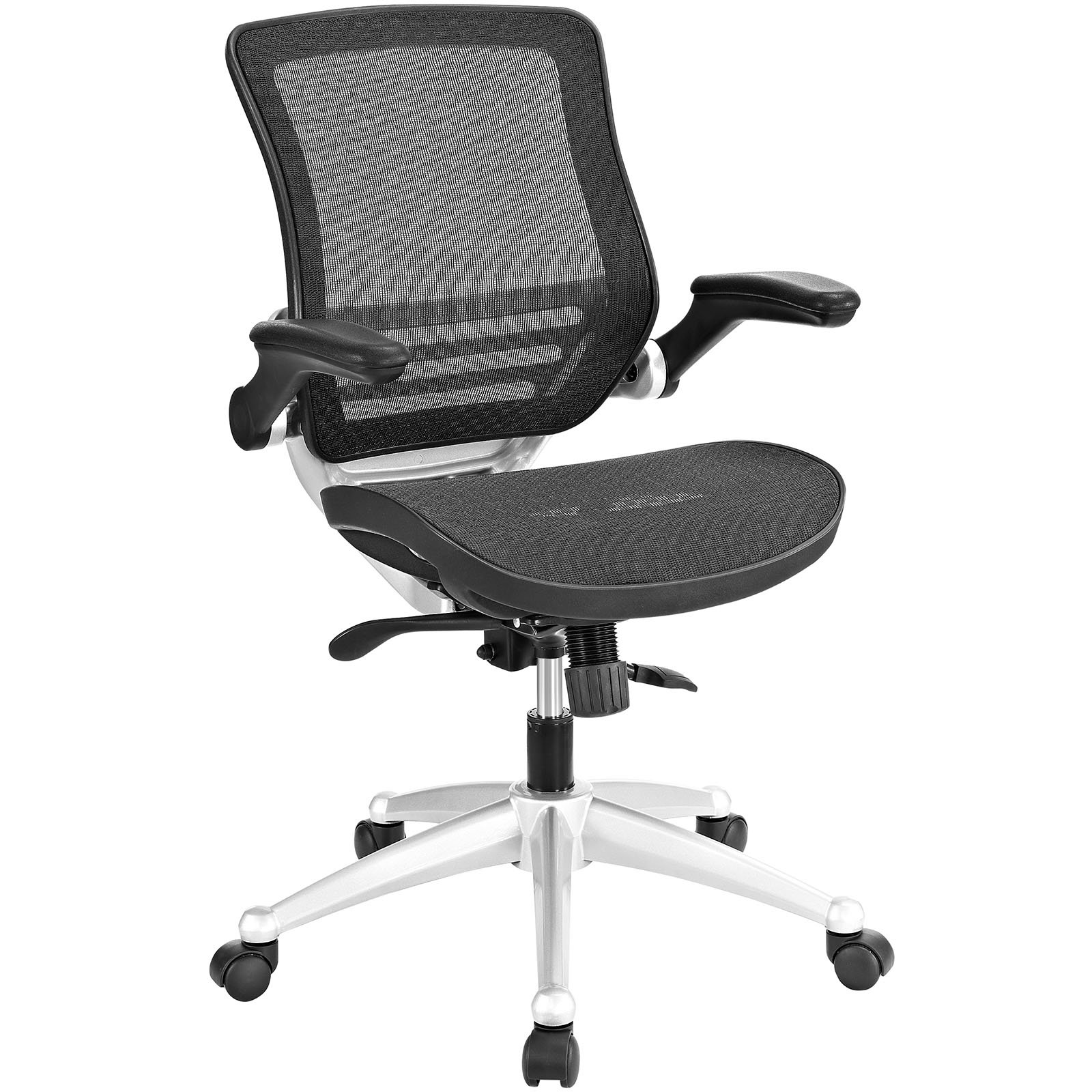 Modway Edge Black All Mesh Office Chair with Flip-Up Arms - Ergonomic Desk Chair for Home & Office Workspace, Computer Gaming, and Long Hours Sitting