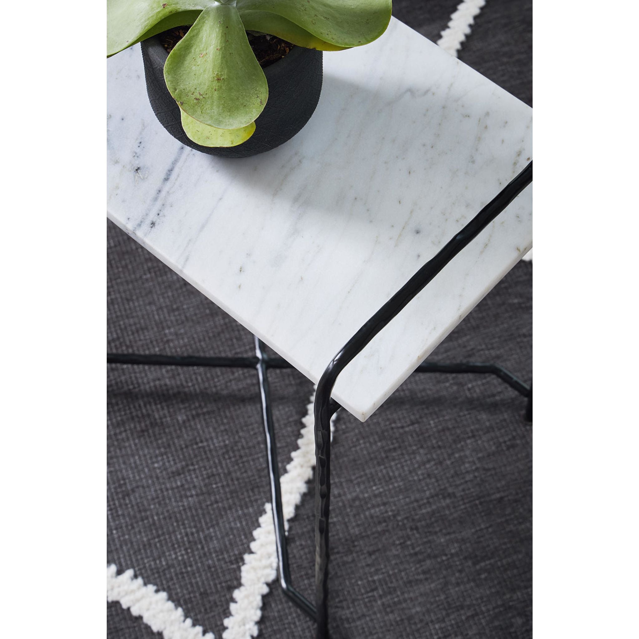 Ashber Accent Table - Modern Side Table in White & Black for Living Room, Bedroom, or Office Decor