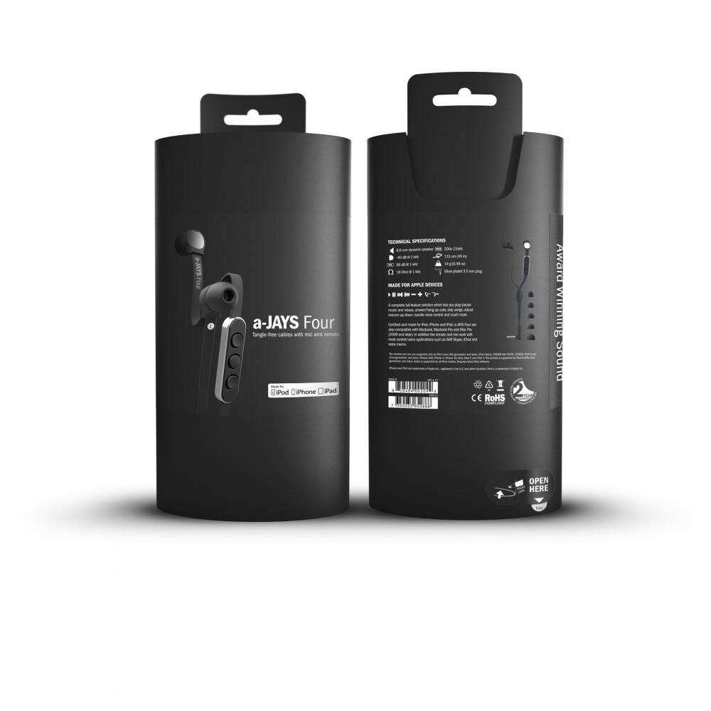 JAYS Four Premium In-Ear Headphones with High-Fidelity Sound - Perfect for Running, Gym, and Commuting