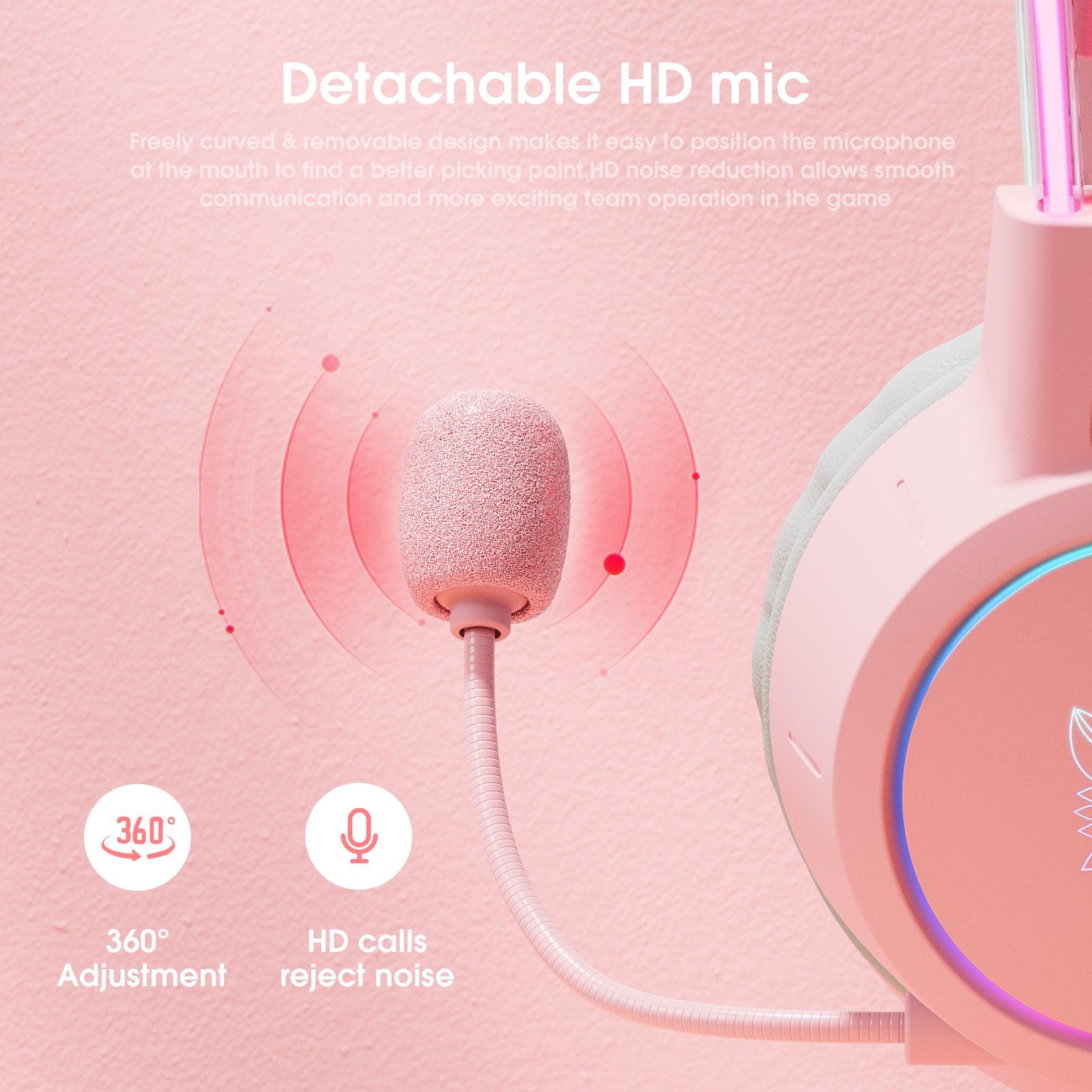 ONIKUMA X15 PRO Wireless Gaming Headset with Deer Ears - Noise Cancelling Mic, RGB Lights for PC, PS4, PS5, Xbox - Perfect for Gaming, Streaming & Cosplay
