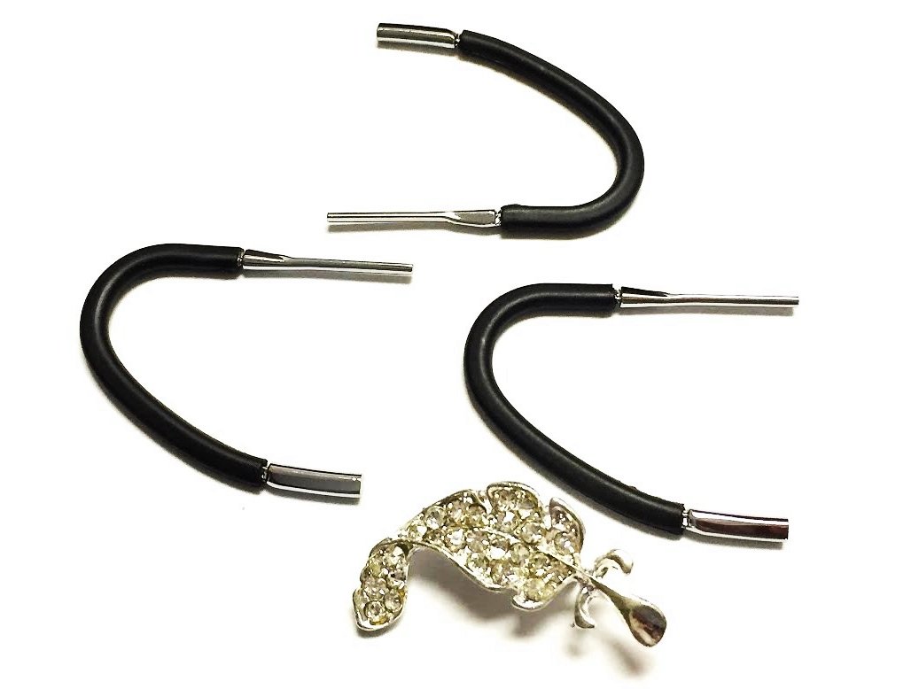 3-Pack Replacement Metal Earhooks for BlueAnt Q3, Q2 & Q1 Wireless Headsets - Durable Comfort Fit with Decorative Crystal Feather Brooch - Perfect for Work, Gym & Everyday Use
