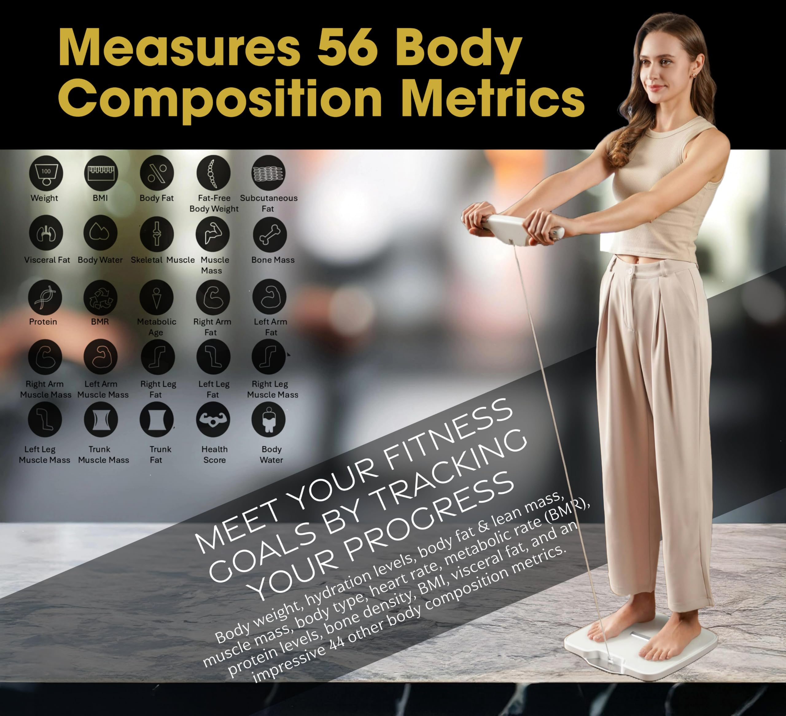 Smart Scale Pro - 8-Electrode Digital Body Fat Scale with Dual Frequency Technology, Measures 56 Body Metrics (BMI, Muscle Mass, etc.), WiFi/Bluetooth Sync, FSA/HSA Eligible - Perfect for Home Gym, Weight Loss Tracking & Health Monitoring (White)