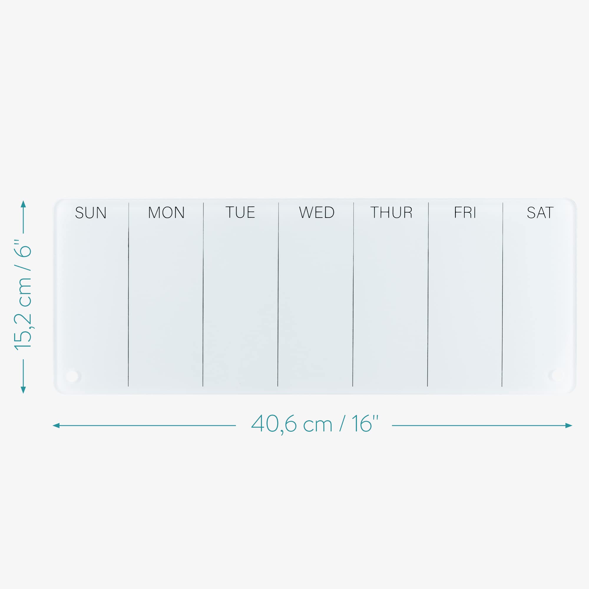Navaris 16x6 Inch Weekly Whiteboard Planner - Small Dry Erase Glass Office Calendar for Desk - Magnetic Schedule Board & To-Do List - Perfect for Home Office, Kitchen, Classroom & Productivity Planning