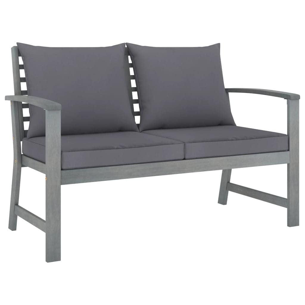 GOTOTOP 47.2 Inch Solid Acacia Wood Outdoor Garden Bench with Dark Gray Cushion - Patio Loveseat Chair with Armrests for Yard, Porch, Lawn, Balcony, Backyard - Perfect for Relaxing, Entertaining Guests, and Enhancing Outdoor Decor