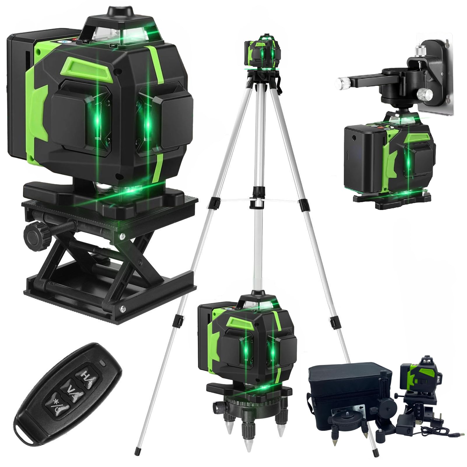 16 Lines Green Laser Level with Tripod - Self-Leveling 360° Professional Laser Level for Construction, Picture Hanging & DIY Projects - Bluetooth Remote Control - Perfect for Home Renovation, Tile Installation & Wall Framing