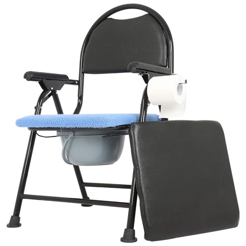 Lightweight Portable Toilet Chair with Steel Frame - Foldable Shower Bench & Commode Seat for Elderly, Seniors & Disabled - Includes Safety Handles & Removable Bucket | Ideal for Home Care, Post-Surgery & Mobility Assistance