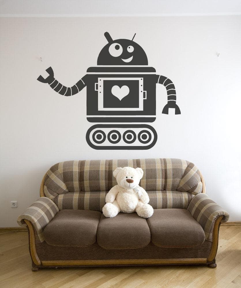 Vinyl Wall Decal Sticker - Heart Robot Design #OS_AA201 - Perfect for Kids Room Decor, Nursery Wall Art & DIY Home Decoration