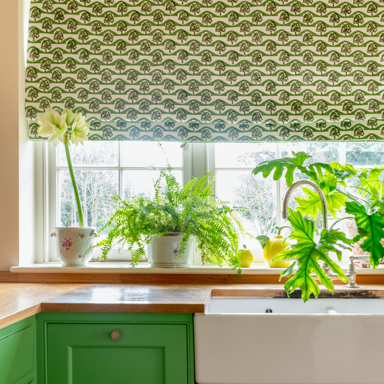 Handmade Sycamore Wood Block Printed Blue Green Cotton Fabric - Perfect for DIY Crafts, Home Decor & Fashion Accessories