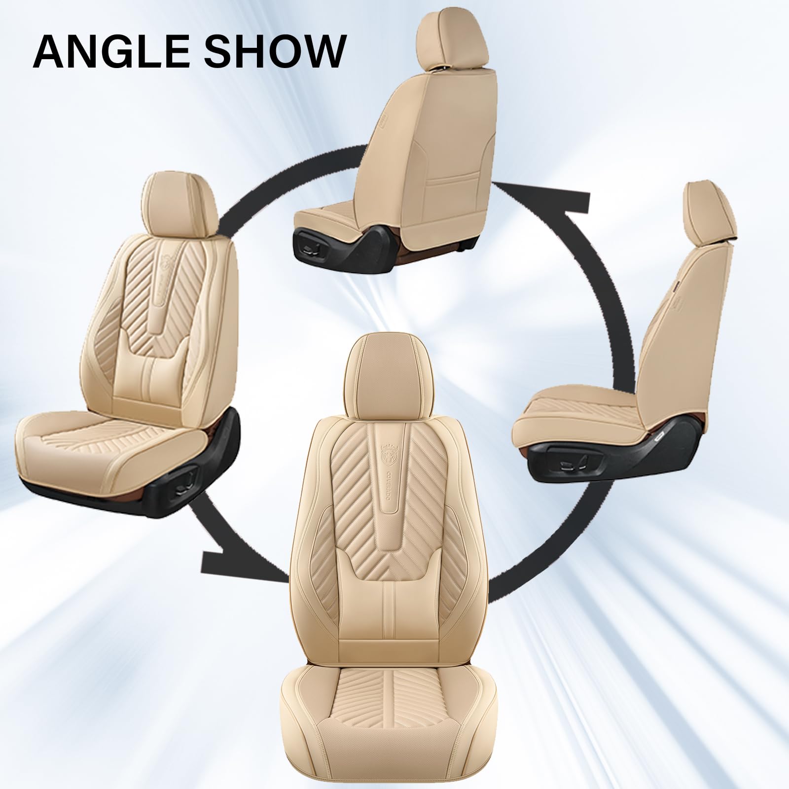 Premium Waterproof Leather Car Seat Covers - Universal Fit for Most Vehicles (Beige) | Front Seat Protectors for Cars, SUVs & Trucks | Durable & Easy to Clean for Daily Commute, Road Trips & Pet Protection