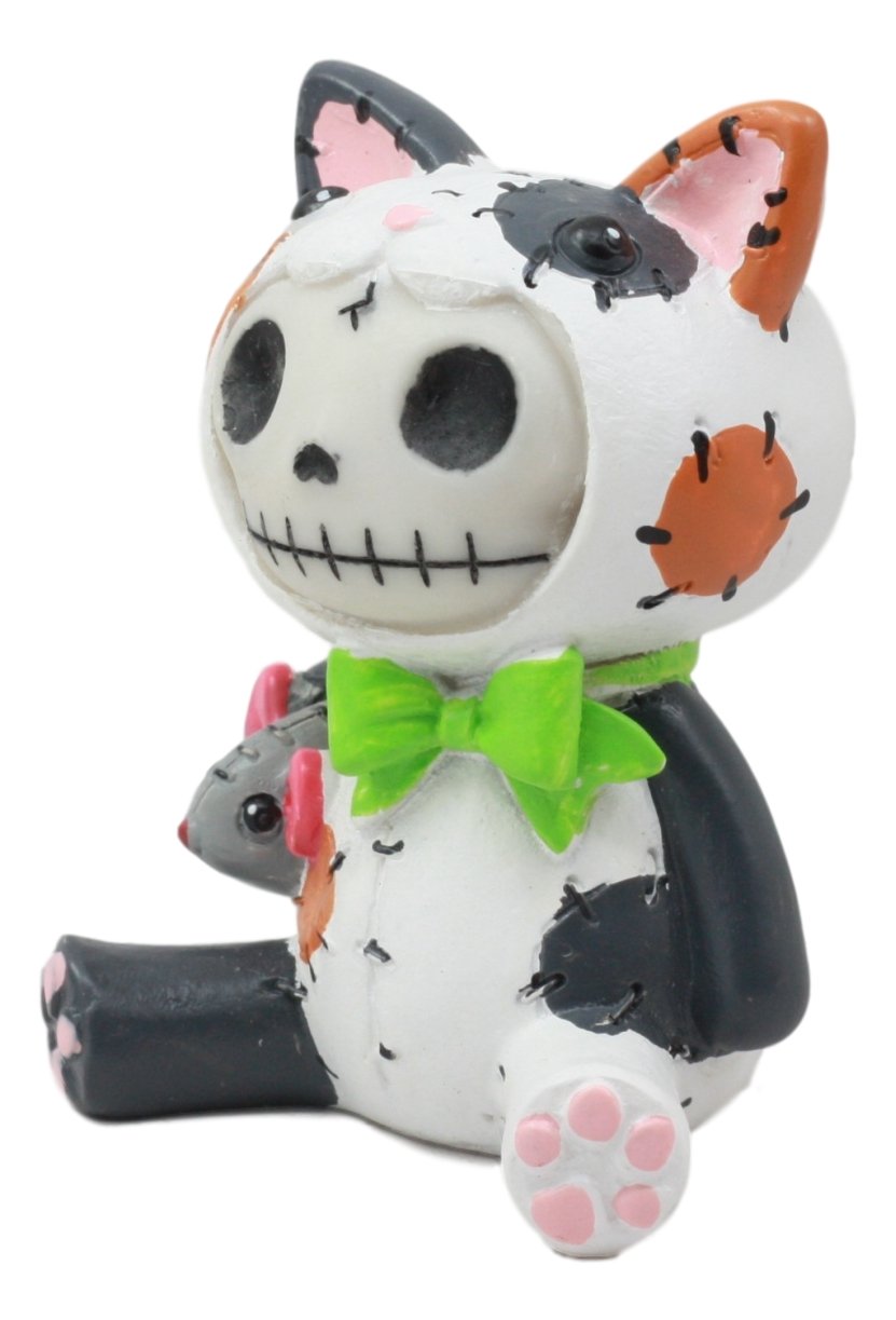 Ebros Furry Bones Stitched Doll Calico Cat Skeleton Figurine 3