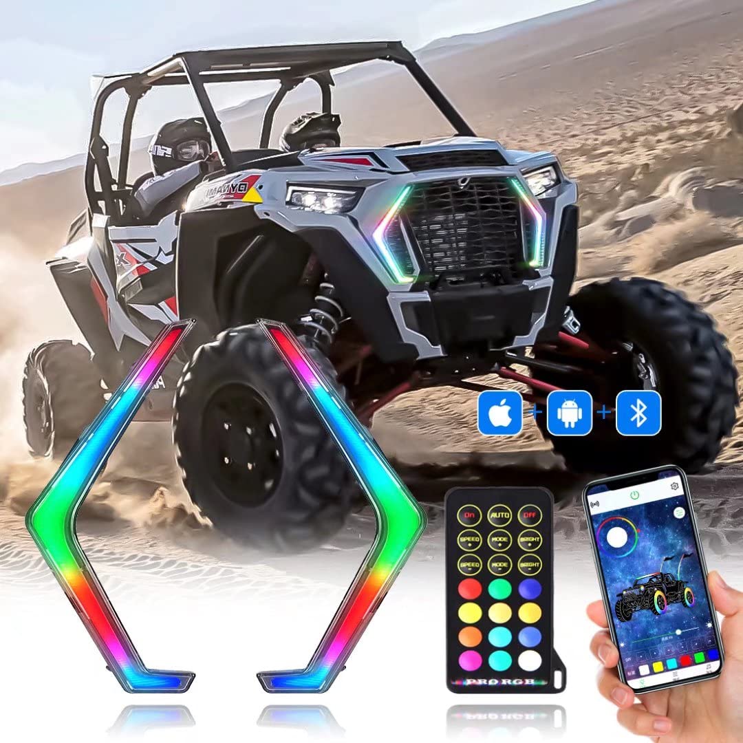 Polaris RZR XP 1000/XP Turbo LED Fang Lights Kit - Amber Turn Signal & RGB Color Changing DRL with App & Remote Control - Off-Road ATV UTV Accessories for Night Riding & Trail Adventures