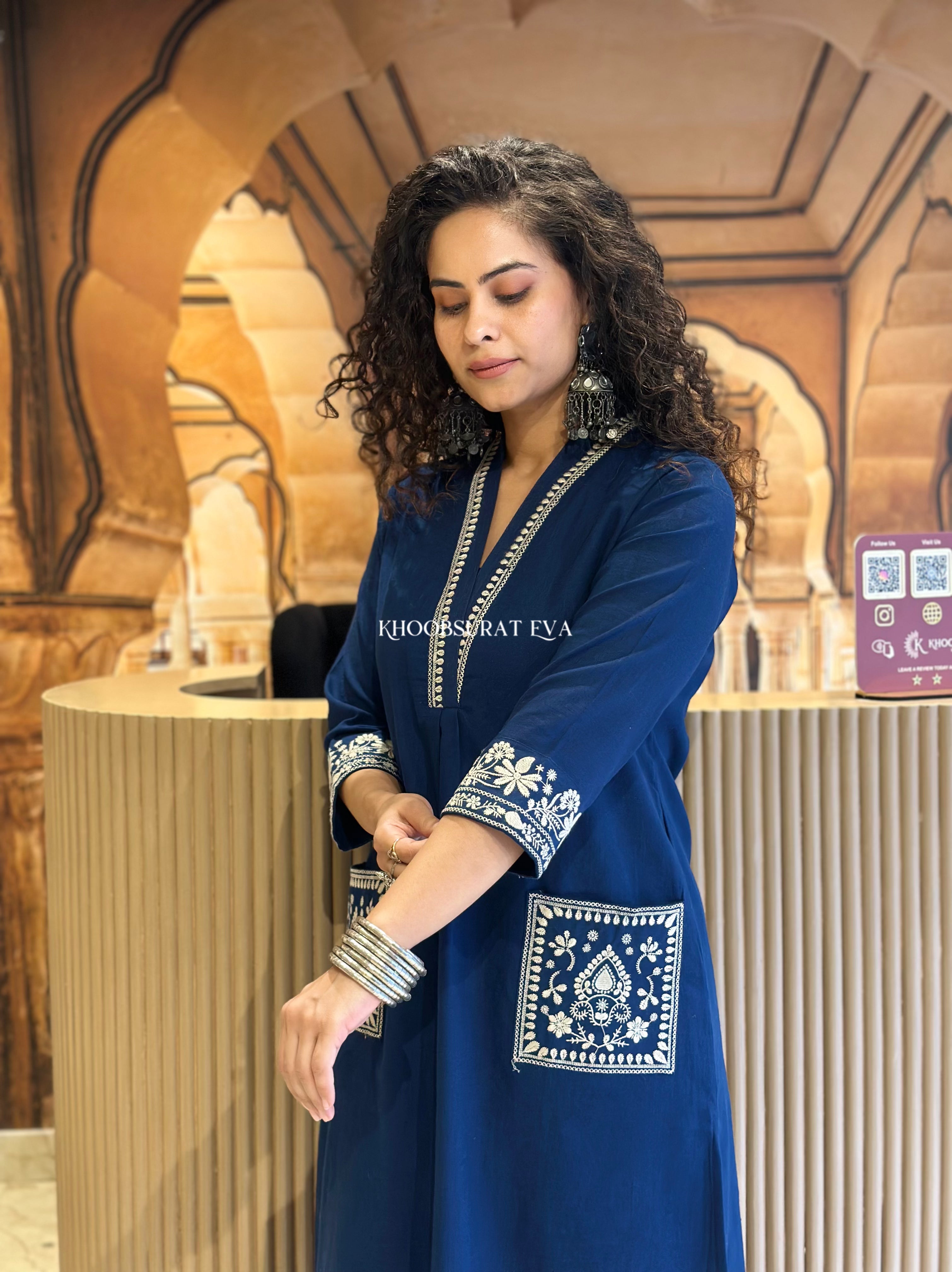 Elegant Mimi Royal Blue Kurta Set for Women | Stylish Indian Ethnic Wear | Perfect for Festivals, Weddings & Parties