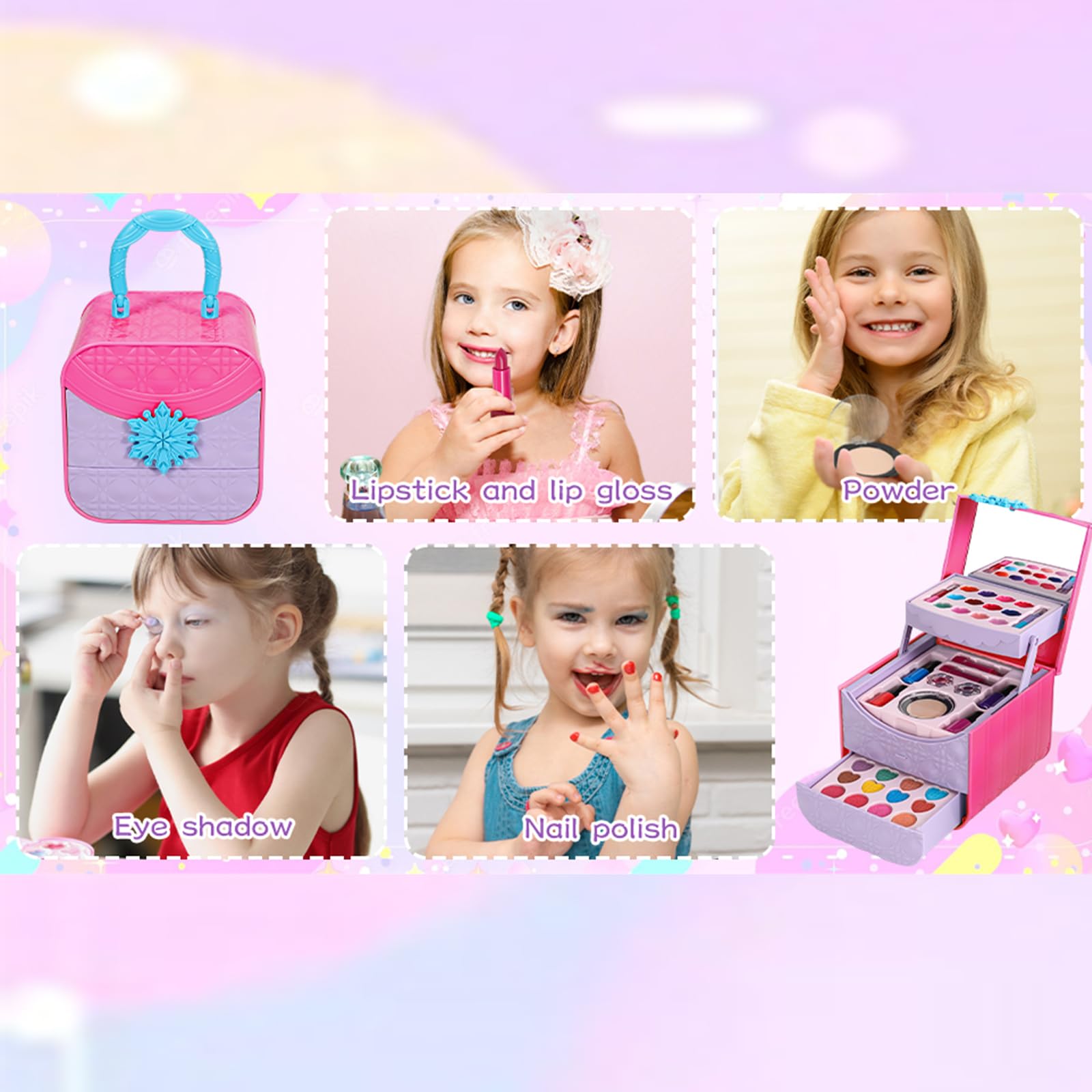 Barbie Makeup Kit for Girls - Non Toxic Easter & Christmas Gift for 4-10 Year Olds - Perfect for Dress Up & Role Play