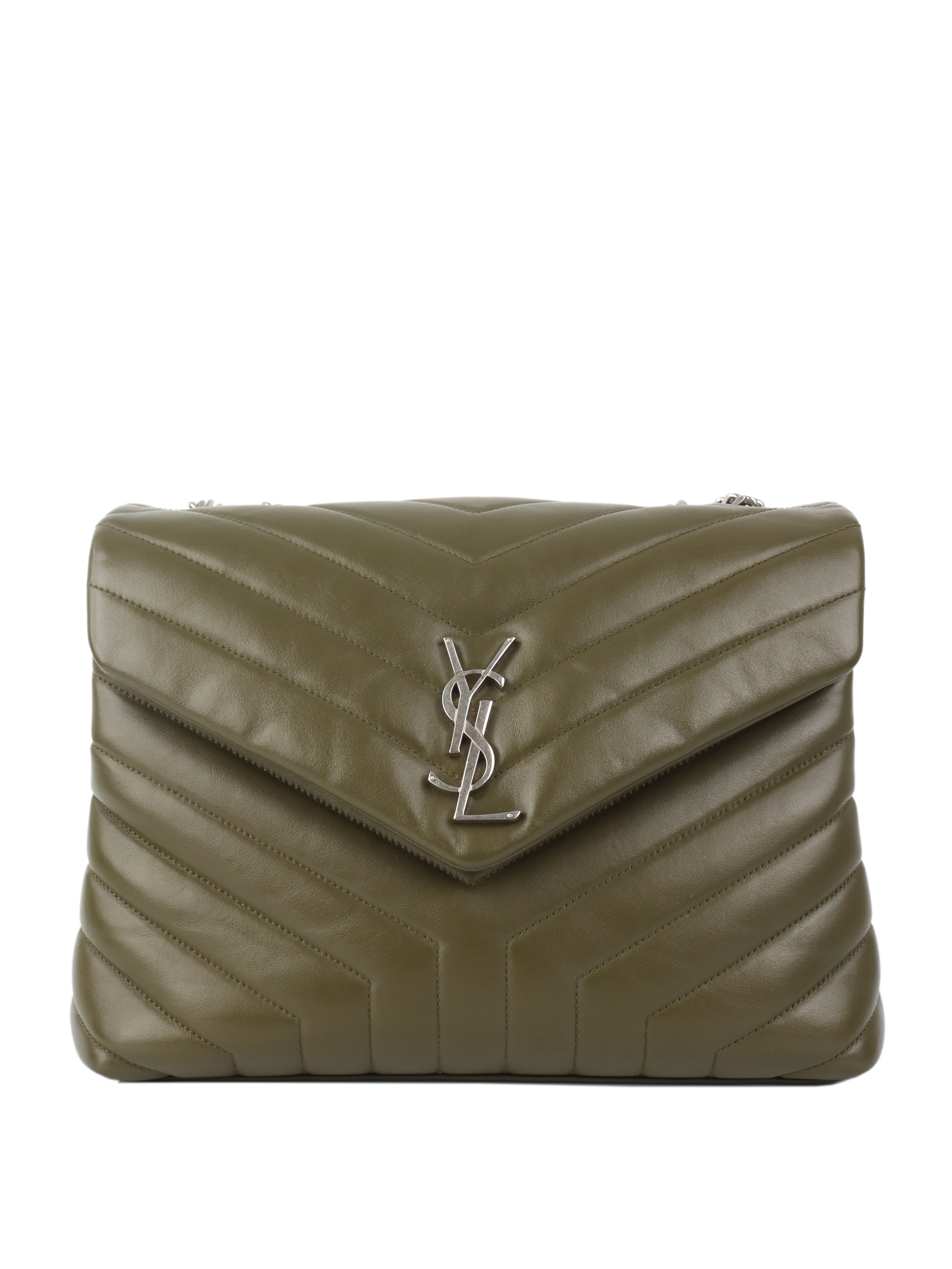 Saint Laurent Khaki Medium Loulou Bag - Luxury Designer Shoulder Bag for Women | Perfect for Work, Travel & Evening Events