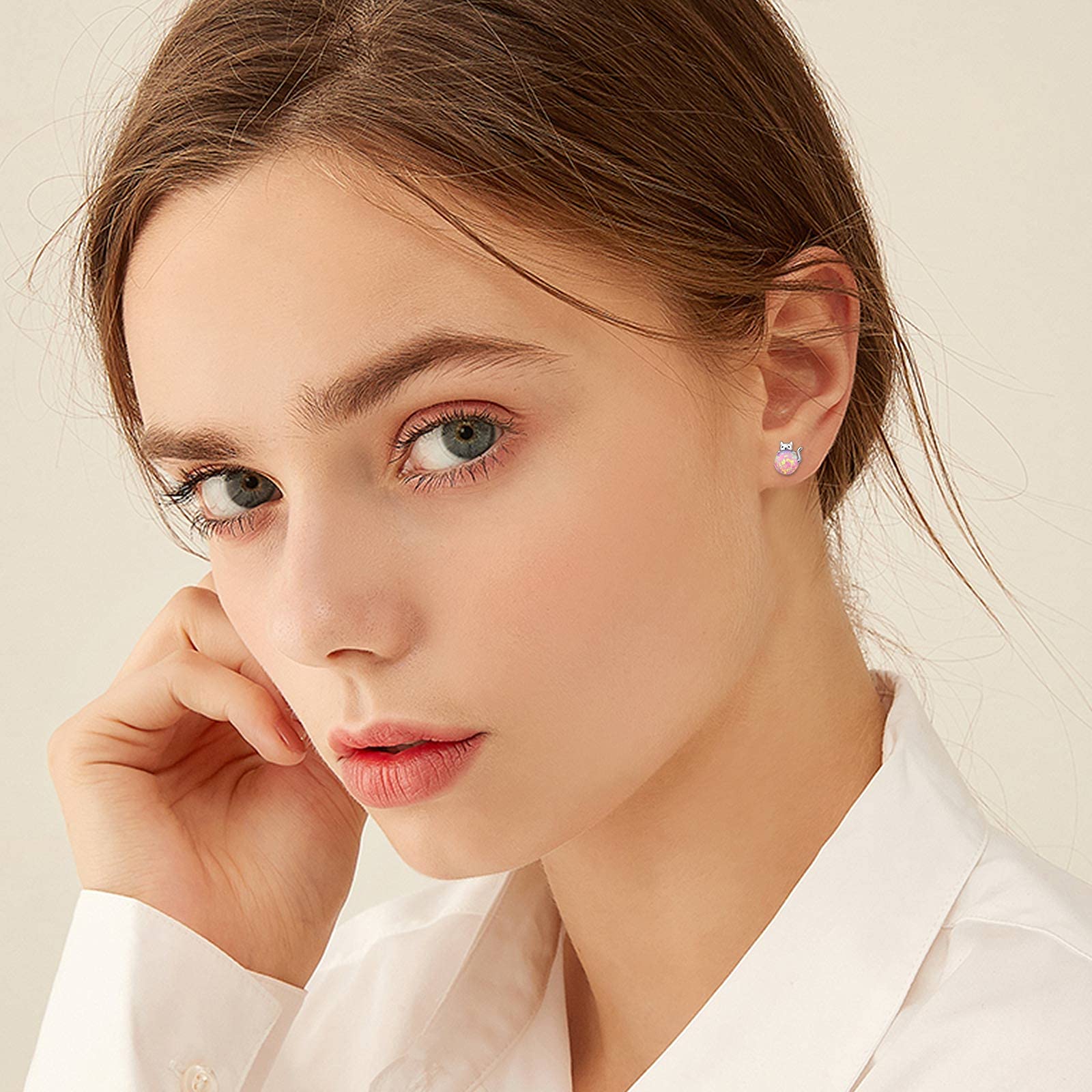 Sterling Silver Paw Print Huggie Hoop Earrings for Women - Small Dog & Cat Pet Hoop Earrings, Cartilage Earrings, Cute Animal Jewelry Gifts for Teen Girls - Perfect for Casual Wear, Pet Lovers & Everyday Accessories