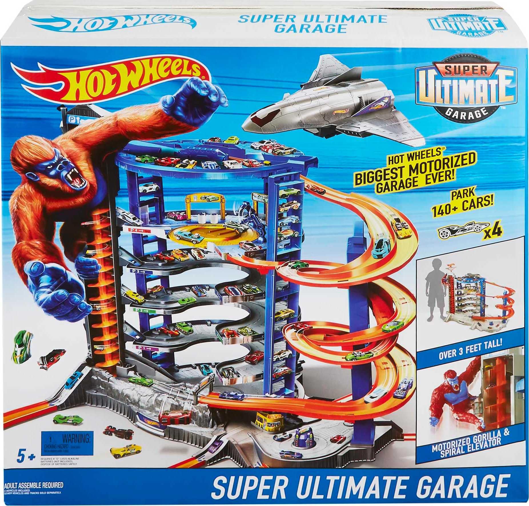 Hot Wheels Super Ultimate Garage Toy Car Track Set with 4 1:64 Scale Die-Cast Cars | 3+ Feet Tall Playset with Motorized Gorilla & Storage for 140 Cars | Amazon Exclusive | Perfect for Kids' Birthday Gifts & Racing Playtime