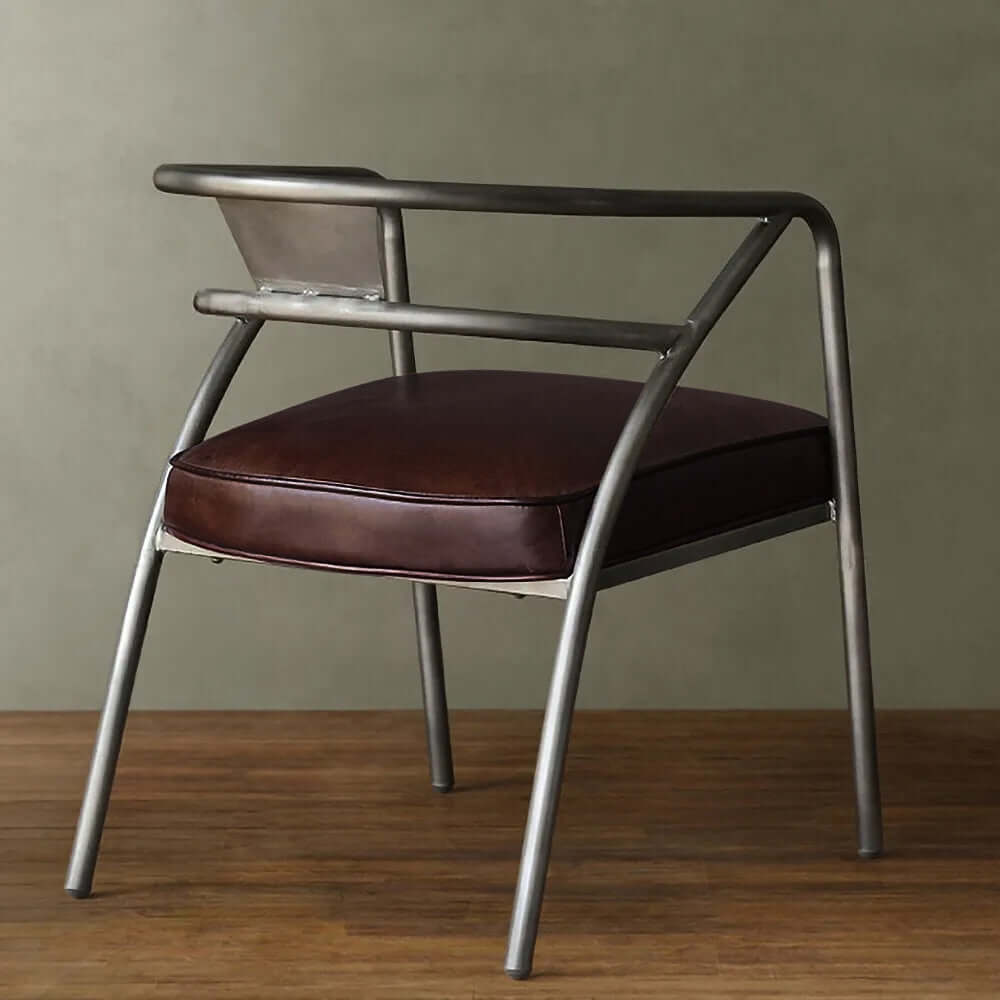 Industrial Gray and Brown Upholstered Dining Chairs with Curved Back - Set of 2 for Kitchen, Dining Room, or Office