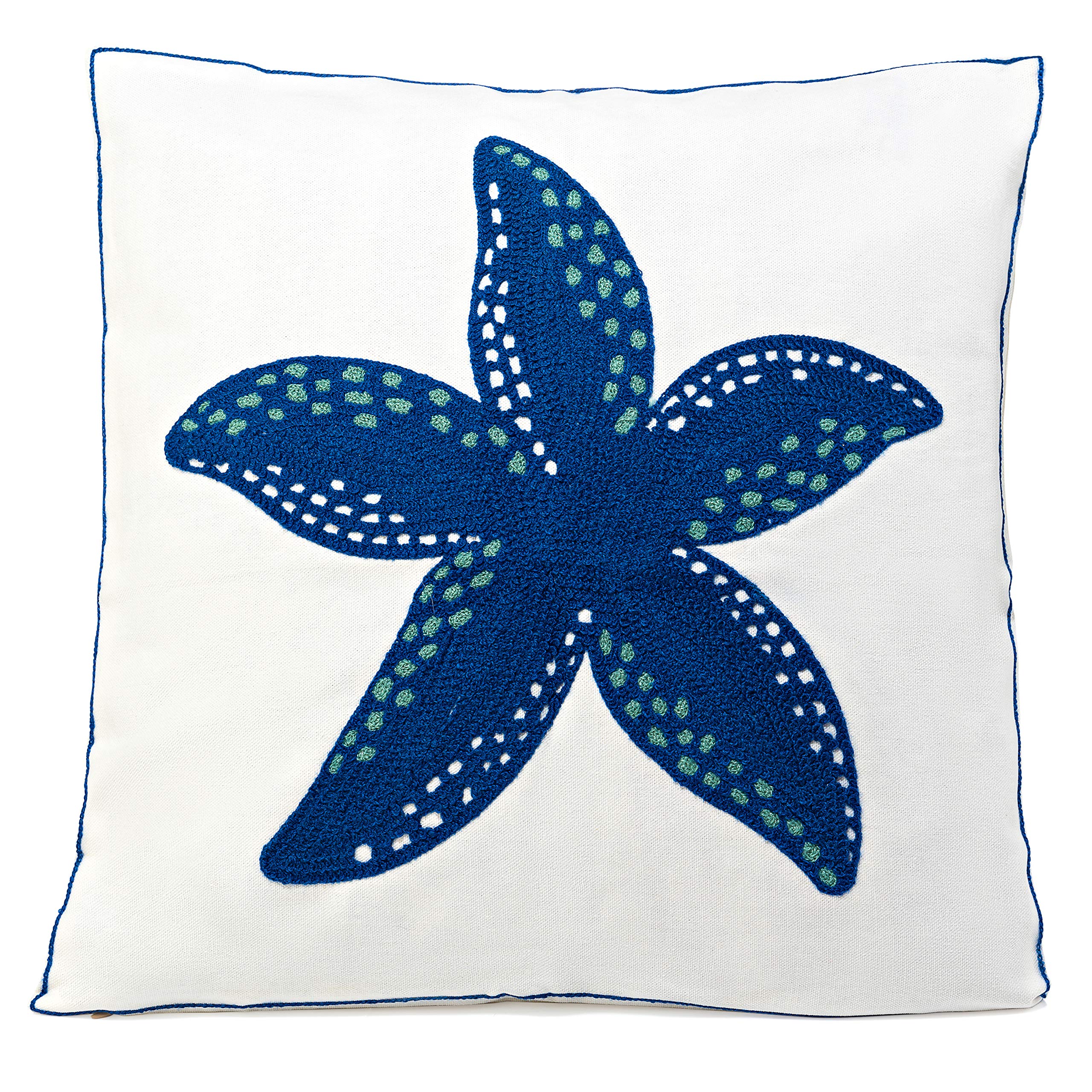 18x18 Coastal Throw Pillow Cover - Starfish Beach Decorative Pillow for Sofa, Bed, Porch & Coastal Home Decor