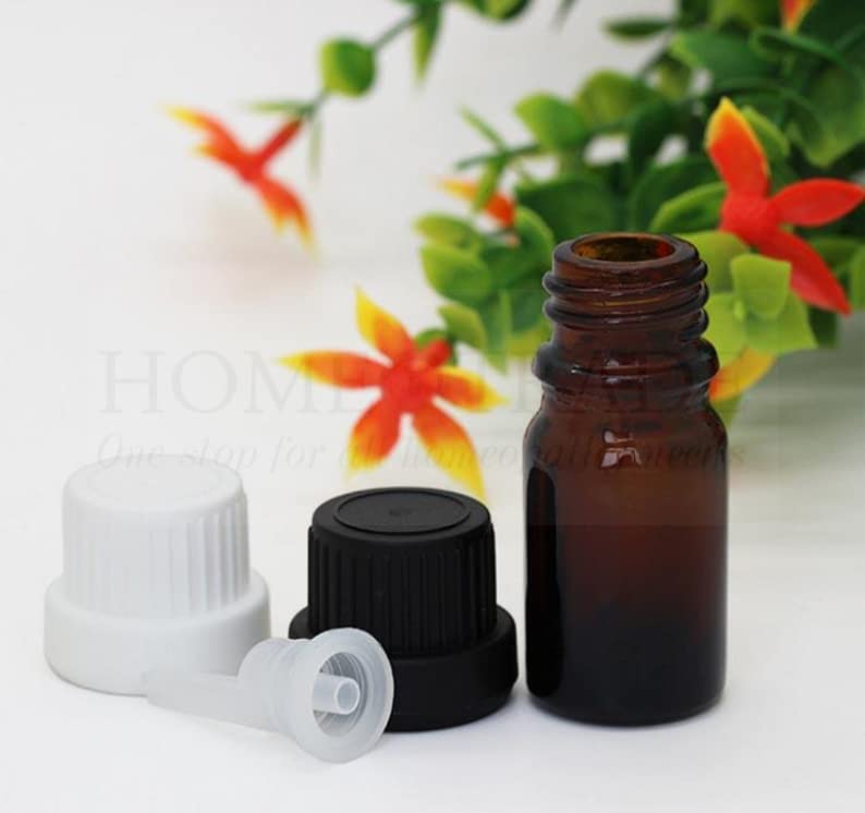 10ml Amber Glass Bottles with Autolock Black Cap - Essential Oil, Perfume, Medicine & Cosmetic Storage (Pack of 6) | Leakproof for Travel, DIY Blending & Ayurvedic Homeopathy Dispensing