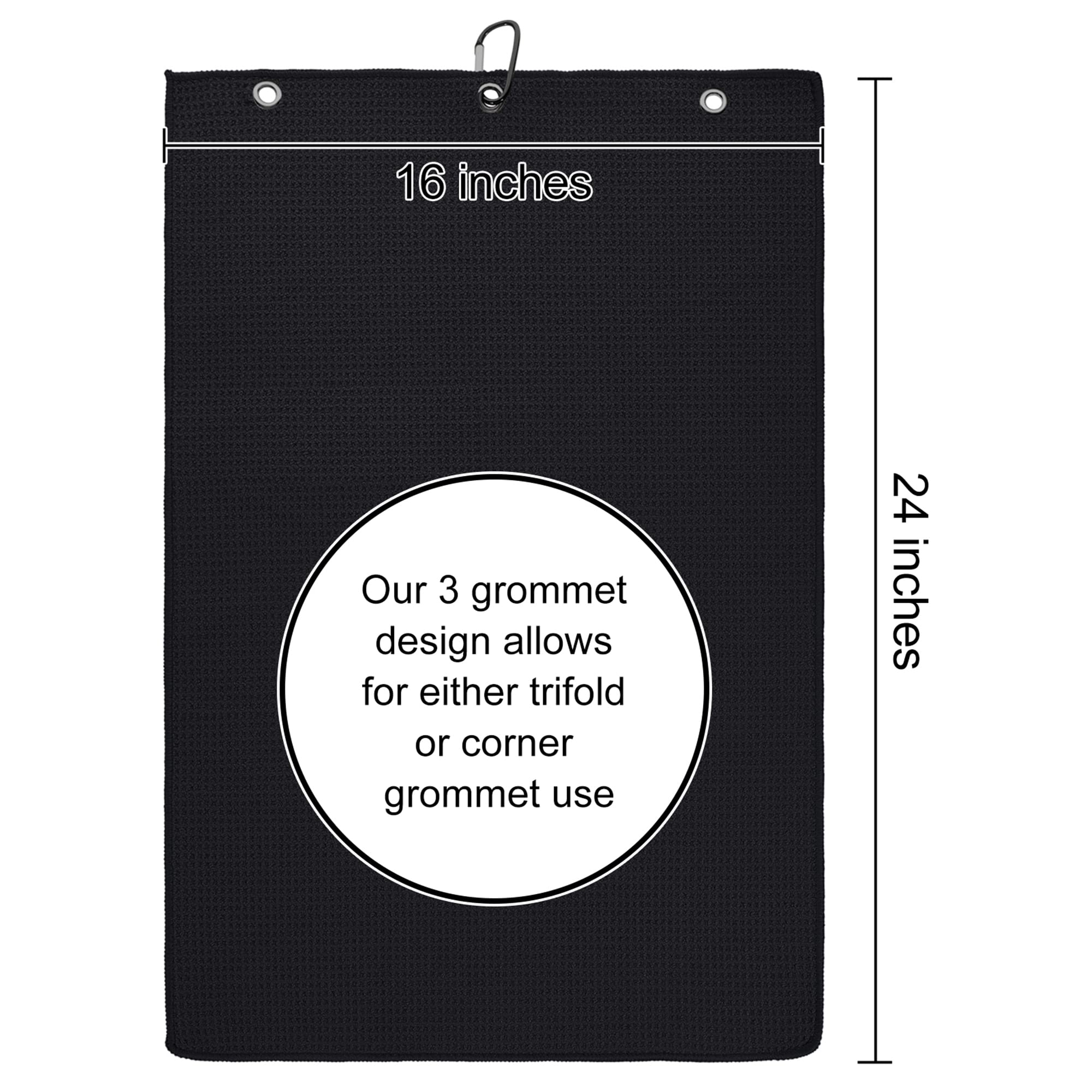 Custom Embroidered Golf Towel with Clip - Personalized Golf Gift for Men - Durable & Absorbent Golf Accessory for Golf Bags (Black) - Perfect for Golf Tournaments, Practice Sessions & Club Events