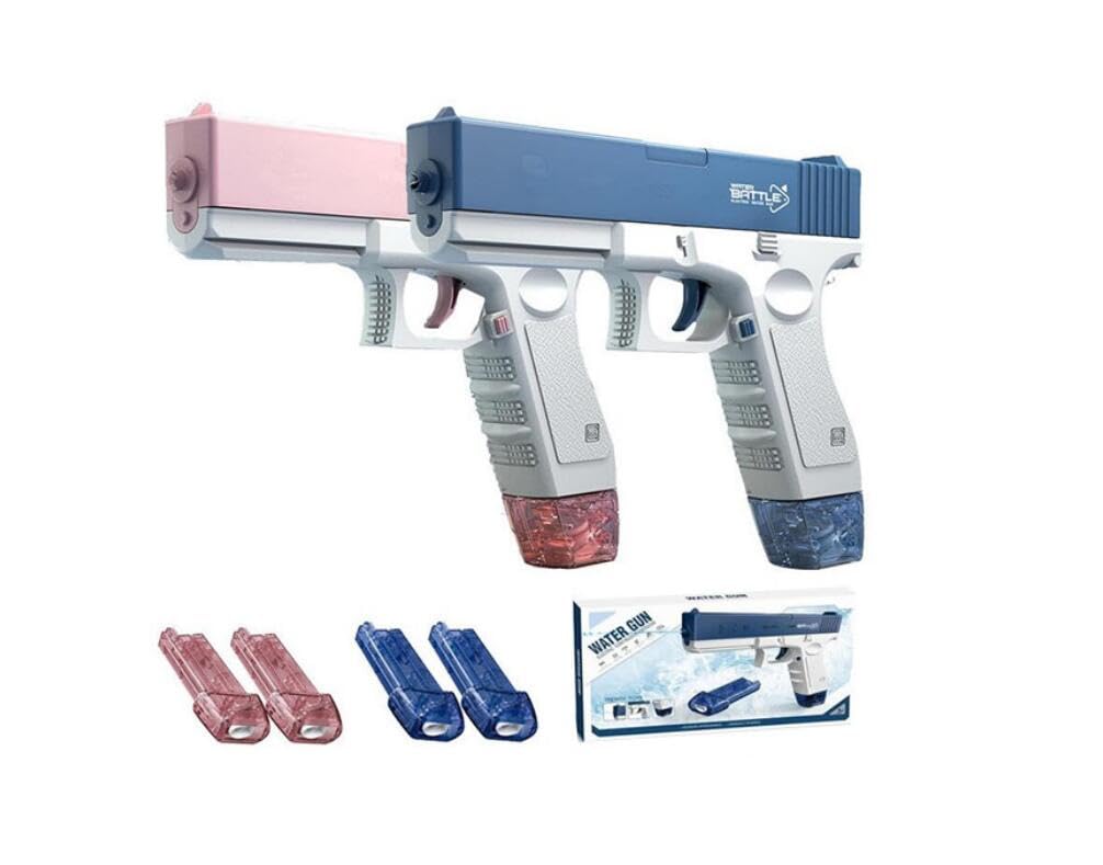 2 Pack Electric Water Guns - Super Long Range Automatic Squirt Blaster for Kids & Adults | Summer Pool, Beach, Backyard Water Fights & Outdoor Activities
