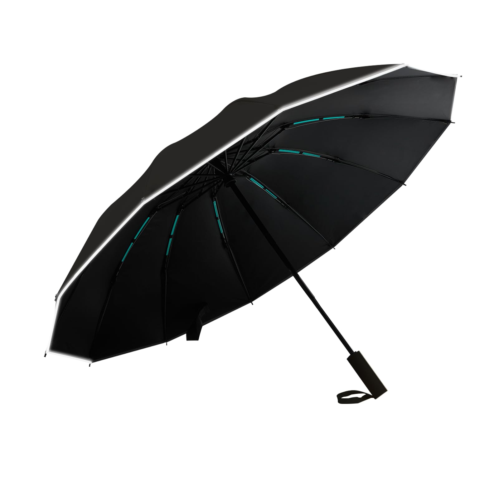 Large Double-Ribs Windproof Umbrella with Reflective Strips - Automatic Reverse Folding Compact Travel Umbrella for Rain & Sun Protection - Perfect for Commuting, Walking Dogs & Outdoor Activities