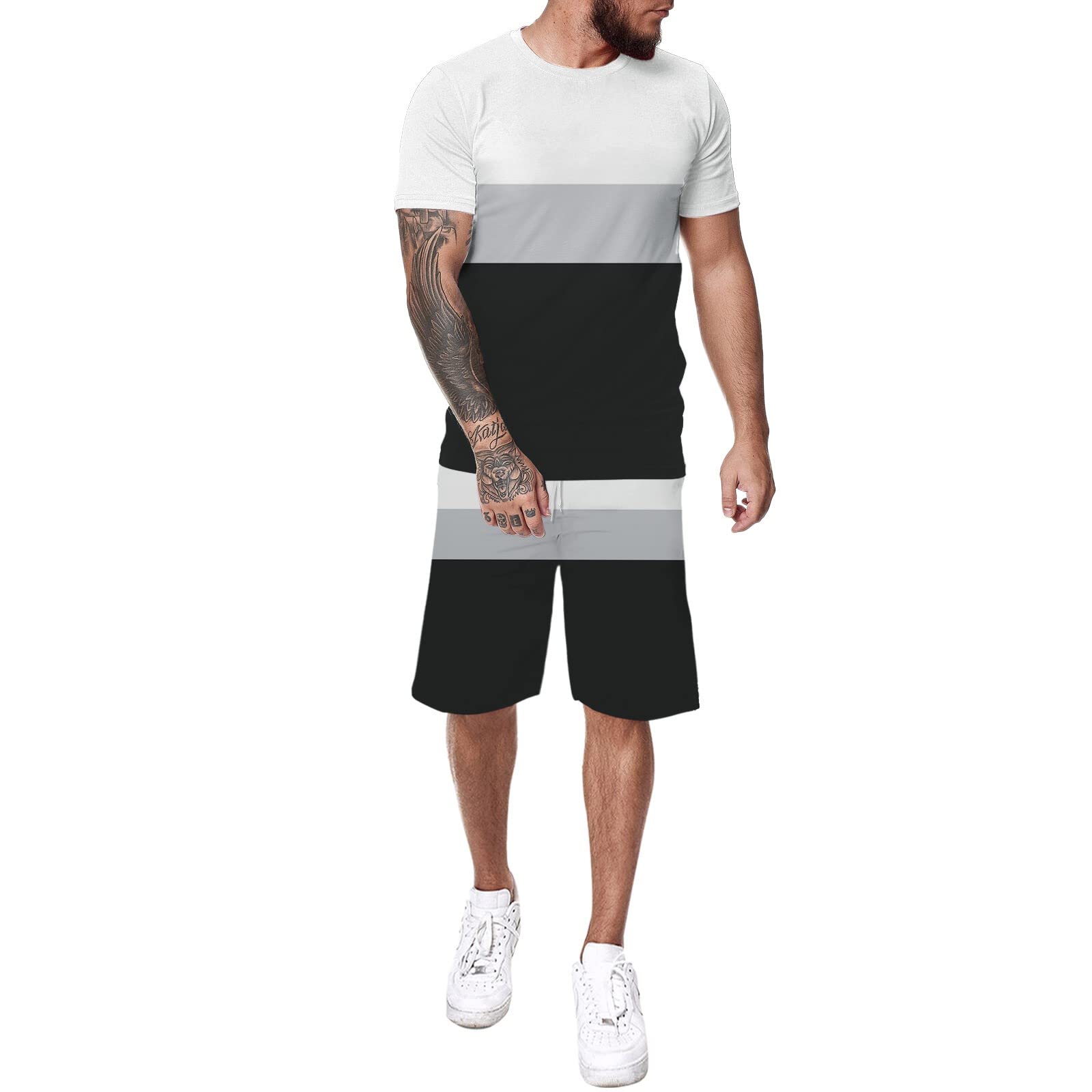 Men's Gym Running Workout Tracksuit Set - Short Sleeve Crewneck T-Shirt & Athletic Shorts | Jogging Suits for Men | Perfect for Training, Sports & Casual Wear