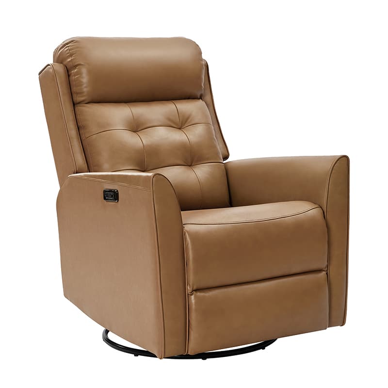 Felisa Genuine & PVC Leather Power Swivel Recliner Chair - Adjustable Electric Massage Recliner with USB Ports for Living Room, Home Theater, and Office Relaxation