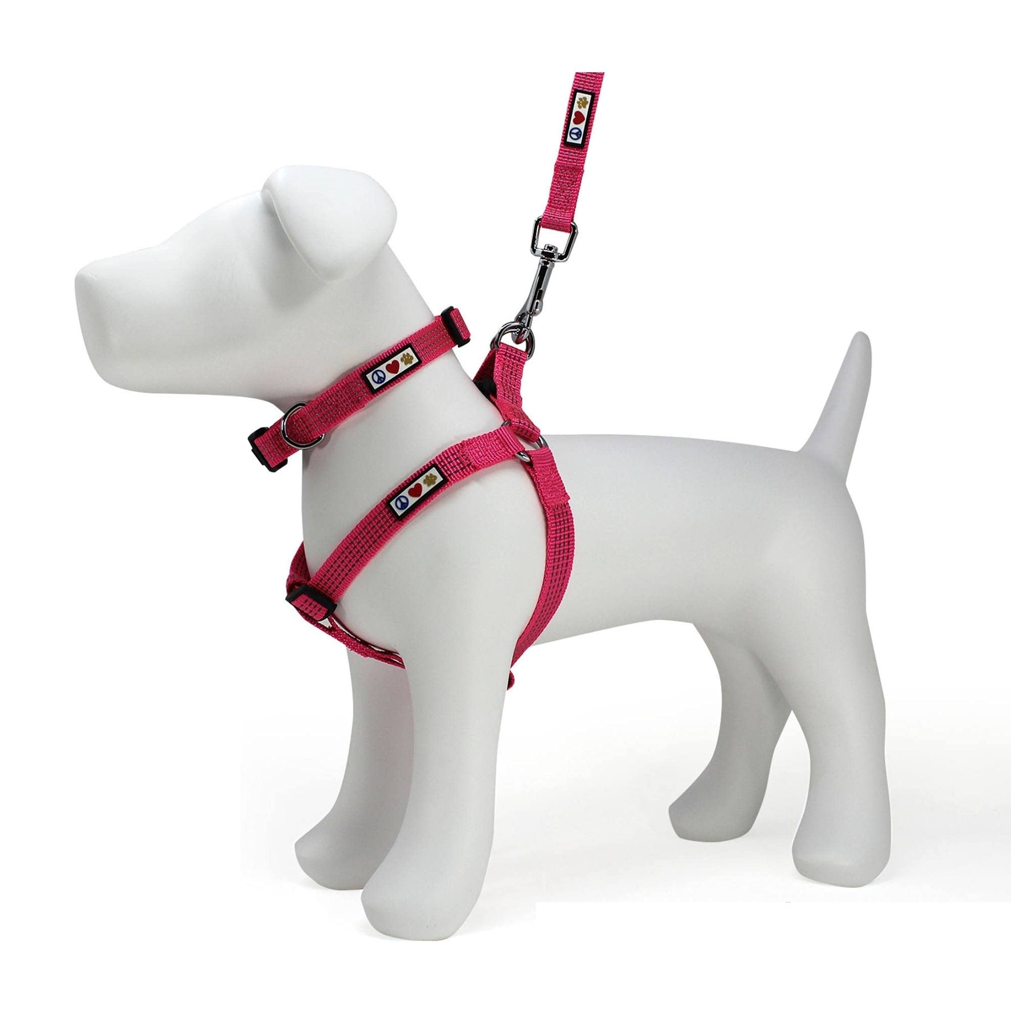 Pawtitas Reflective Dog Harness, Collar & Leash Set - Small & XS Sizes, Pink | High Visibility Safety Gear for Night Walks, Jogging & Outdoor Adventures