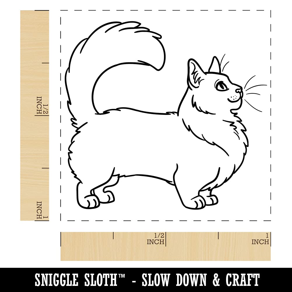Fun-Loving Munchkin Cat Self-Inking Rubber Stamp - 1 Inch Small Stamp with Blue Ink - Perfect for Scrapbooking, Card Making & DIY Crafts