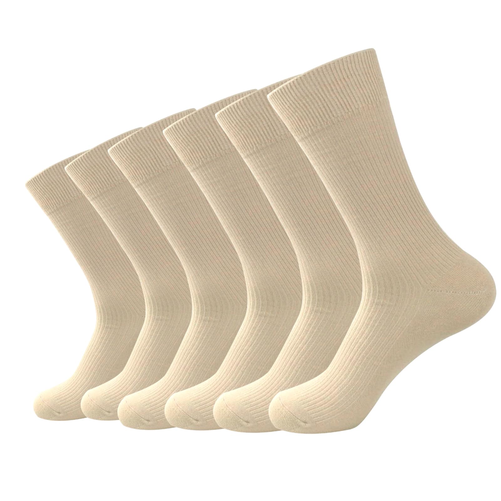 LA DEARCHUU Men's Dress Socks - 6 Pairs Cotton Classic Solid Color Crew Socks for Work & Formal Wear - Lightweight Soft Breathable Comfortable Socks for Business, Office & Daily Use