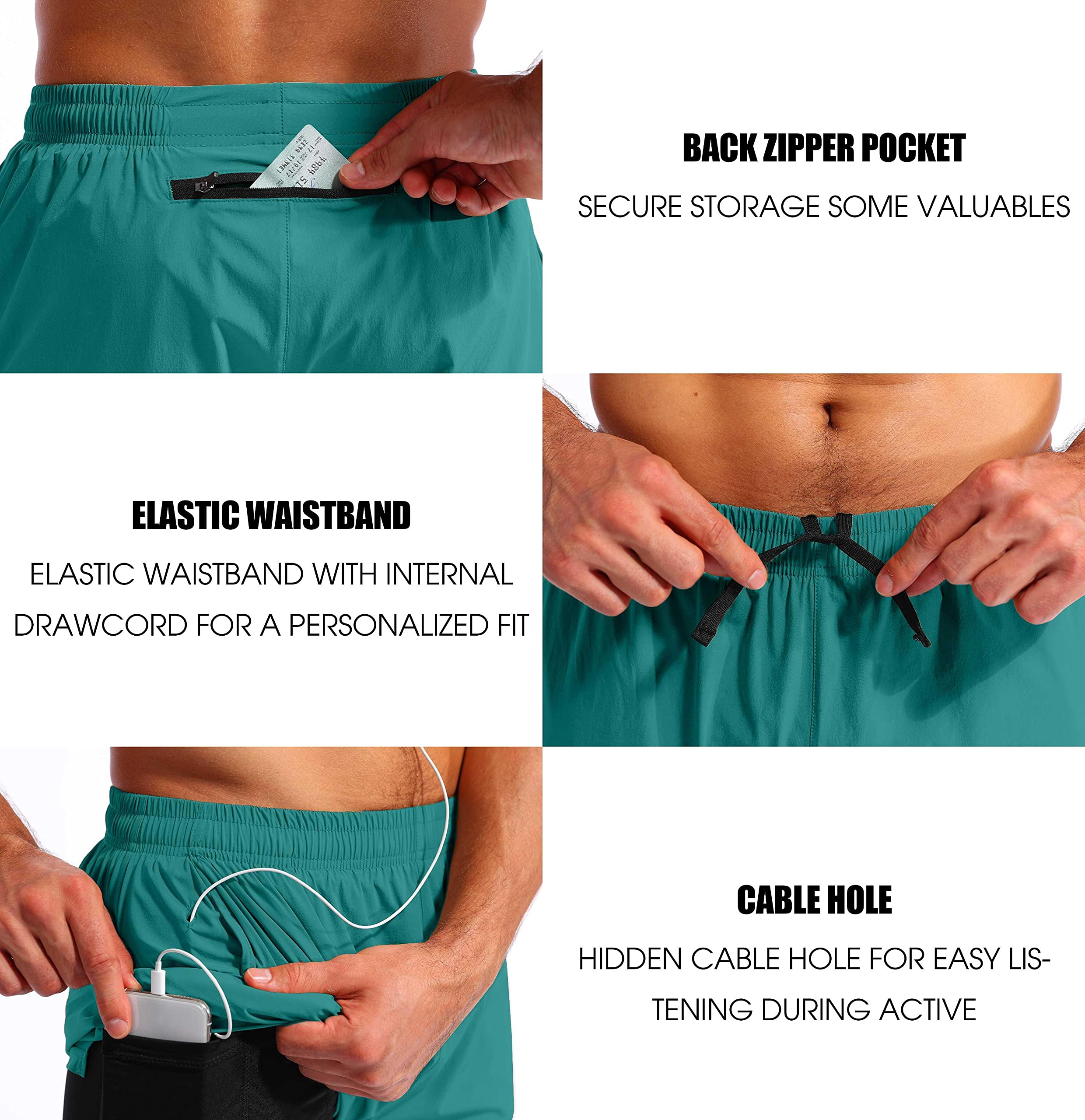 Pudolla Men's 2-in-1 Running Shorts 5