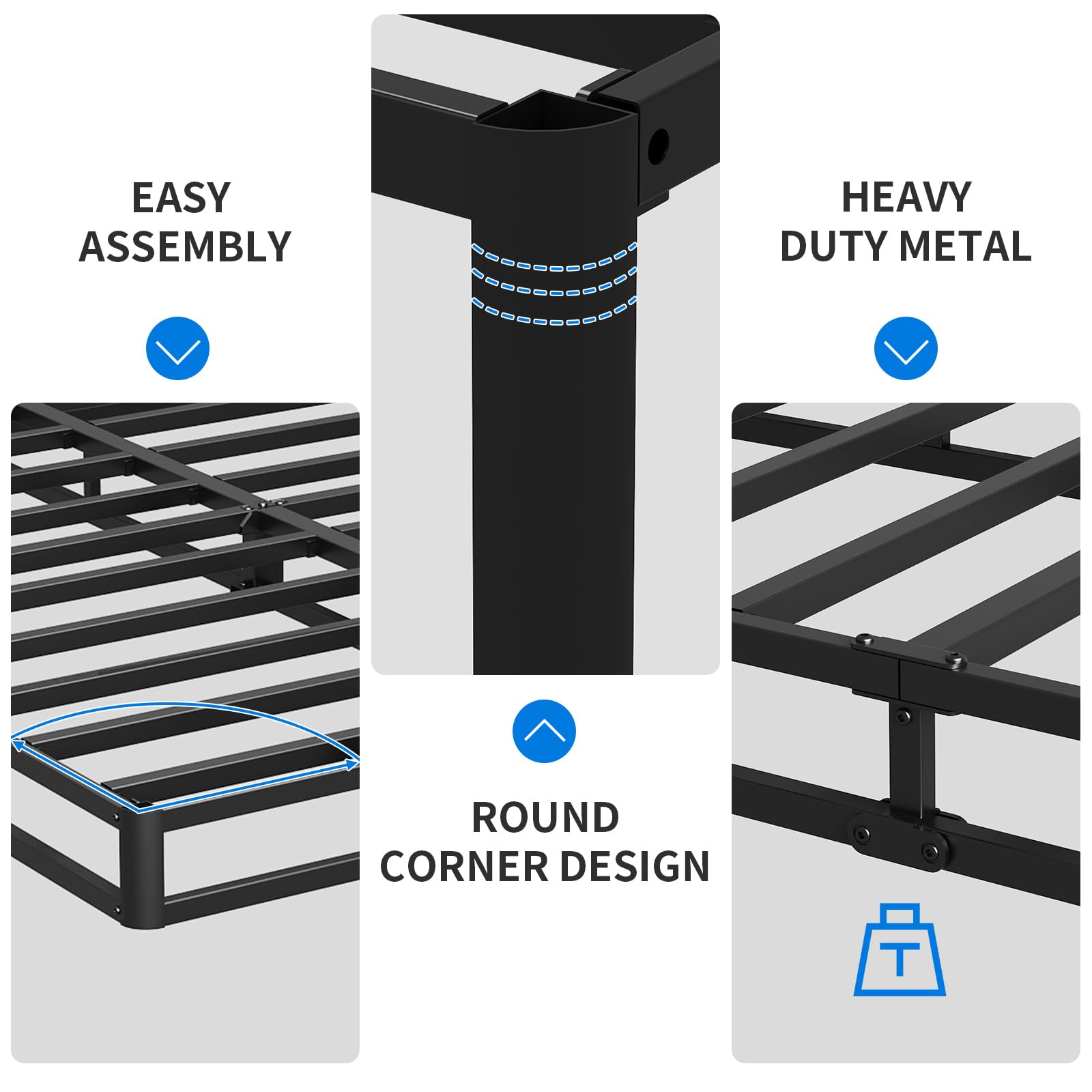 5 Inch Low Profile Box Spring for King Bed - Heavy Duty 3500lbs Metal Mattress Foundation with Easy Clean Fabric Cover | Non-Slip, Quiet, Easy Assembly | Perfect for Bedroom, Guest Room & Dorm | Box Spring Only (UOMEUR King Box Spring)