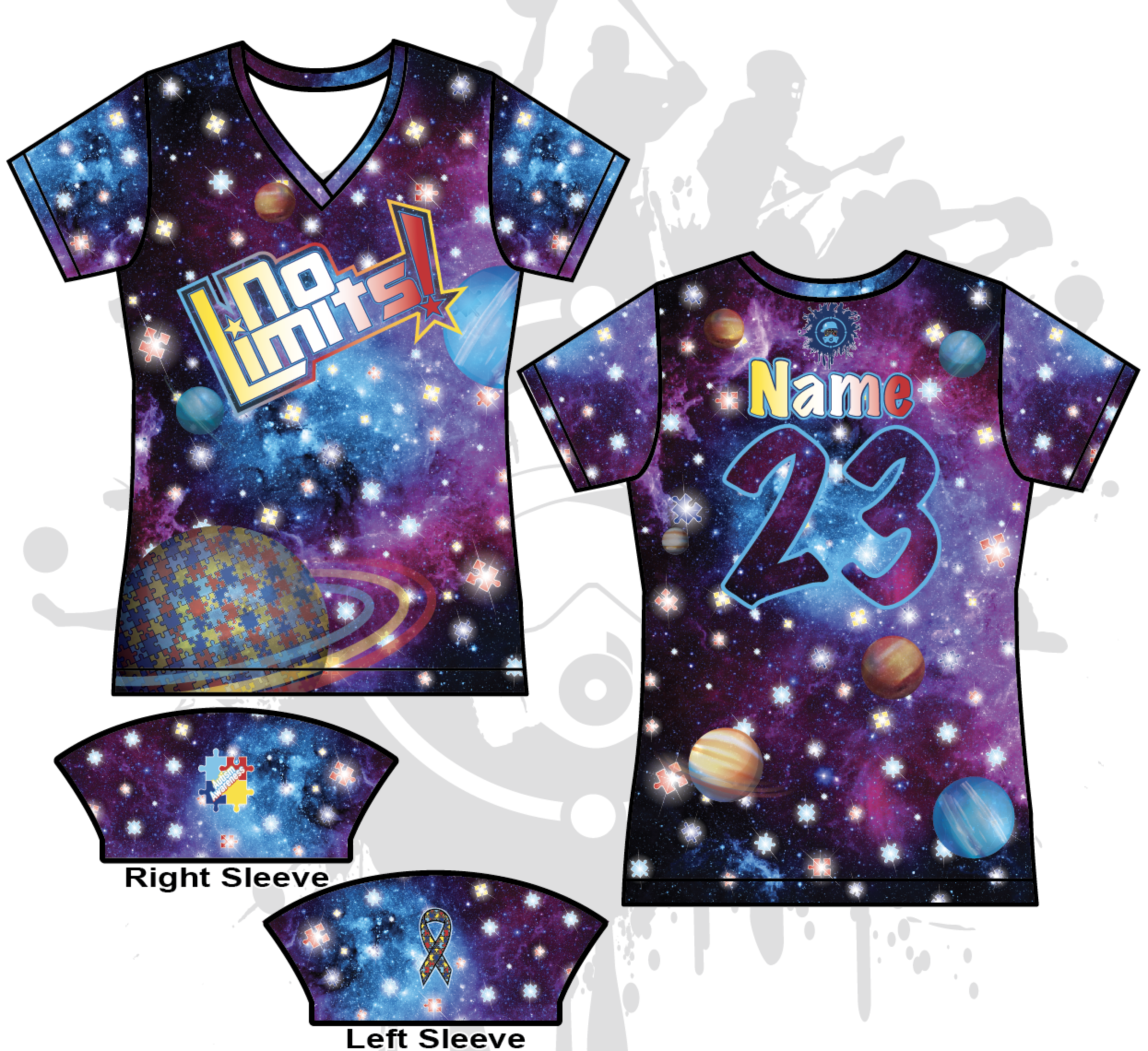 Autism Awareness Women's Full Dye Jersey - Comfortable & Stylish Support Wear for Everyday, Sports & Charity Events