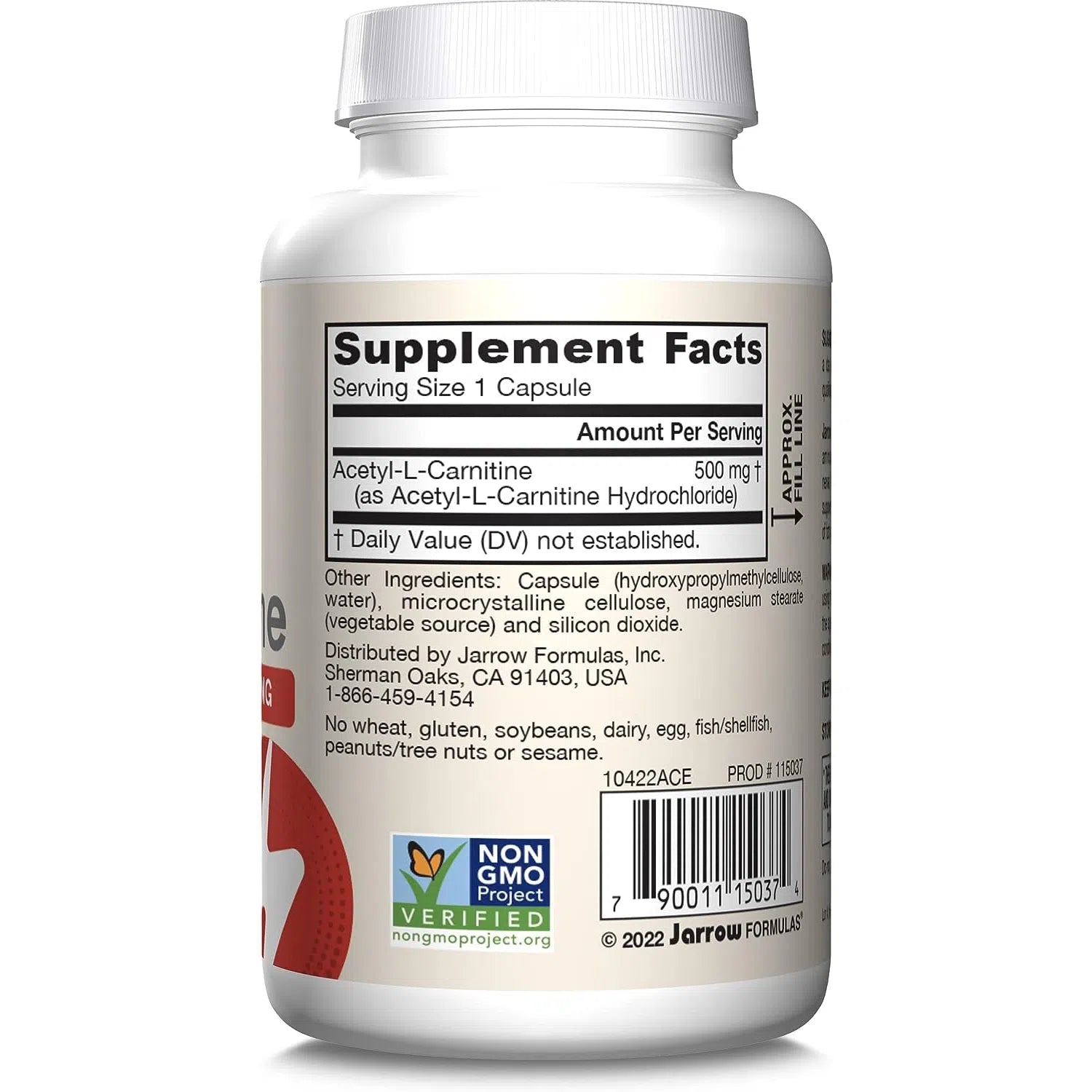 Jarrow Formulas Acetyl L-Carnitine 500mg Supplement - Supports Energy, Brain Function & Metabolism - Ideal for Fitness, Weight Management & Cognitive Health