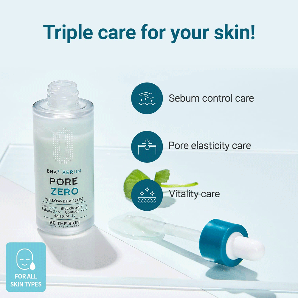 Be The Skin BHA+ Pore Zero Serum 30ml - Korean Skincare for Oily & Acne-Prone Skin - Minimizes Pores & Controls Sebum - Perfect for Daily Facial Care Routine