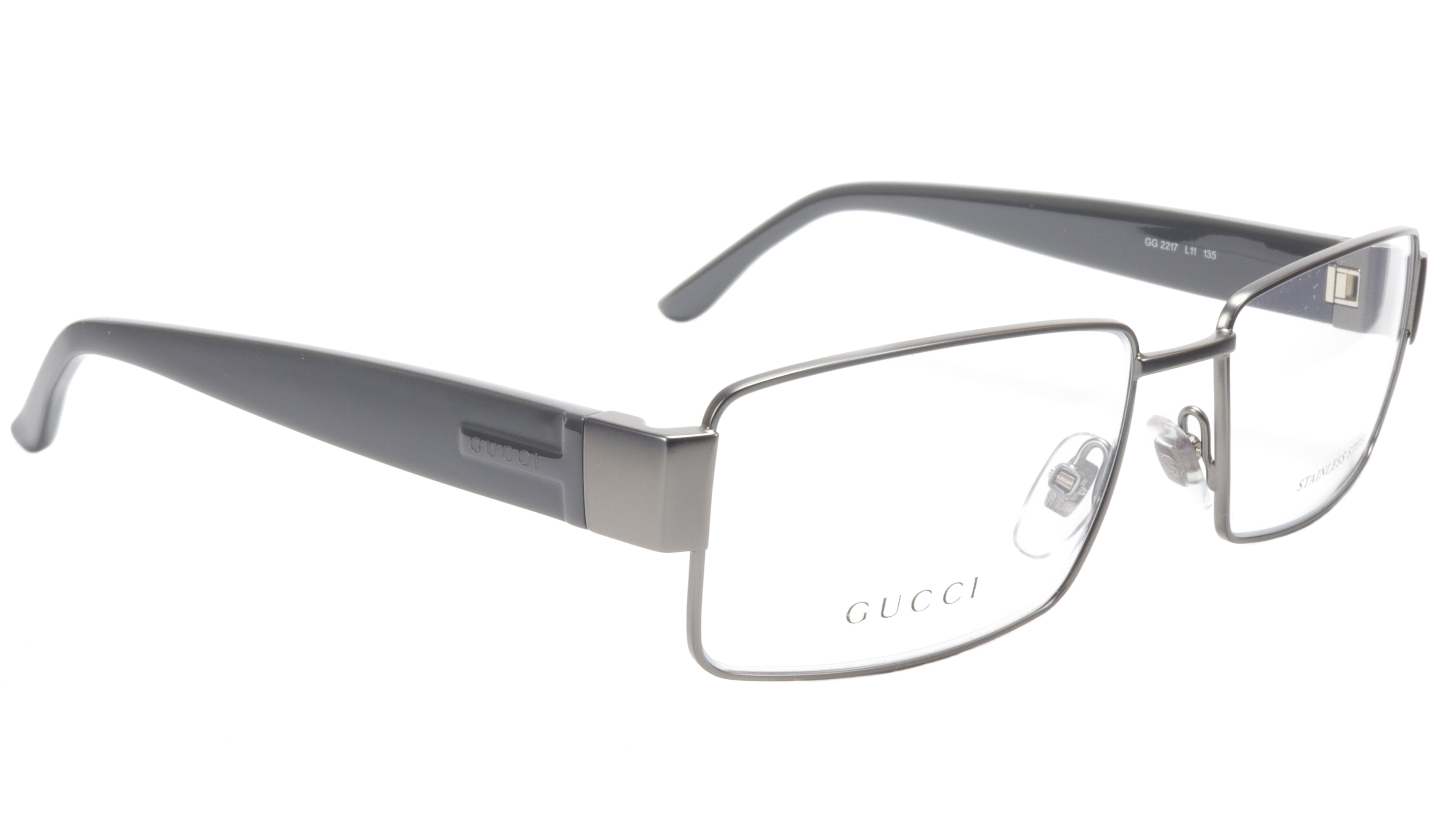 Gucci GG2217 L11 Dark Ruthenium Metal Acetate Eyeglasses - Italian Made 53-16-135 Frame - Perfect for Office, Reading & Fashion Accessories