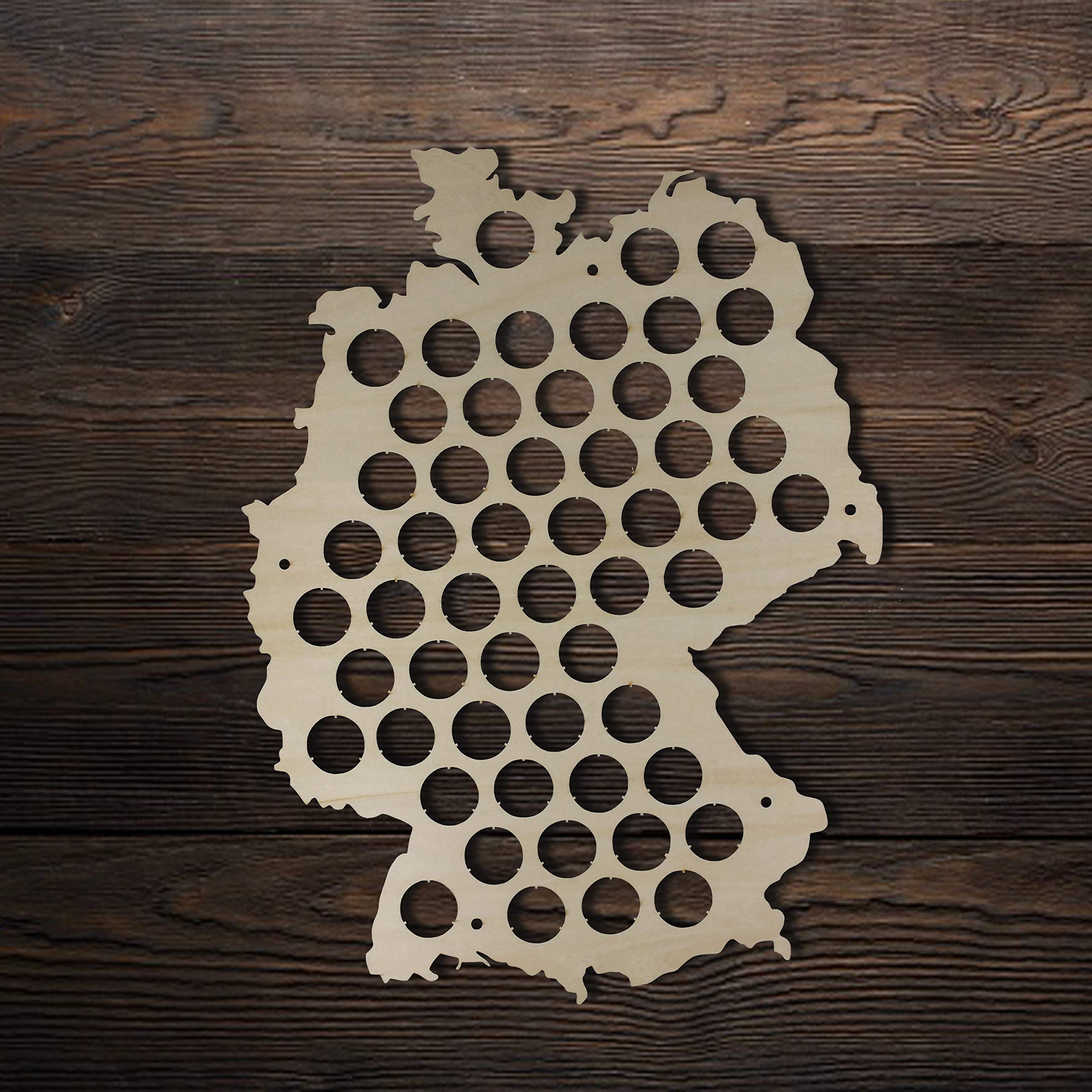 Germany Wooden Beer Cap Collection Map - Perfect Gift for Beer Enthusiasts | Display Your Bottle Caps in Style | Ideal for Man Cave, Home Bar & Beer Lover Decor