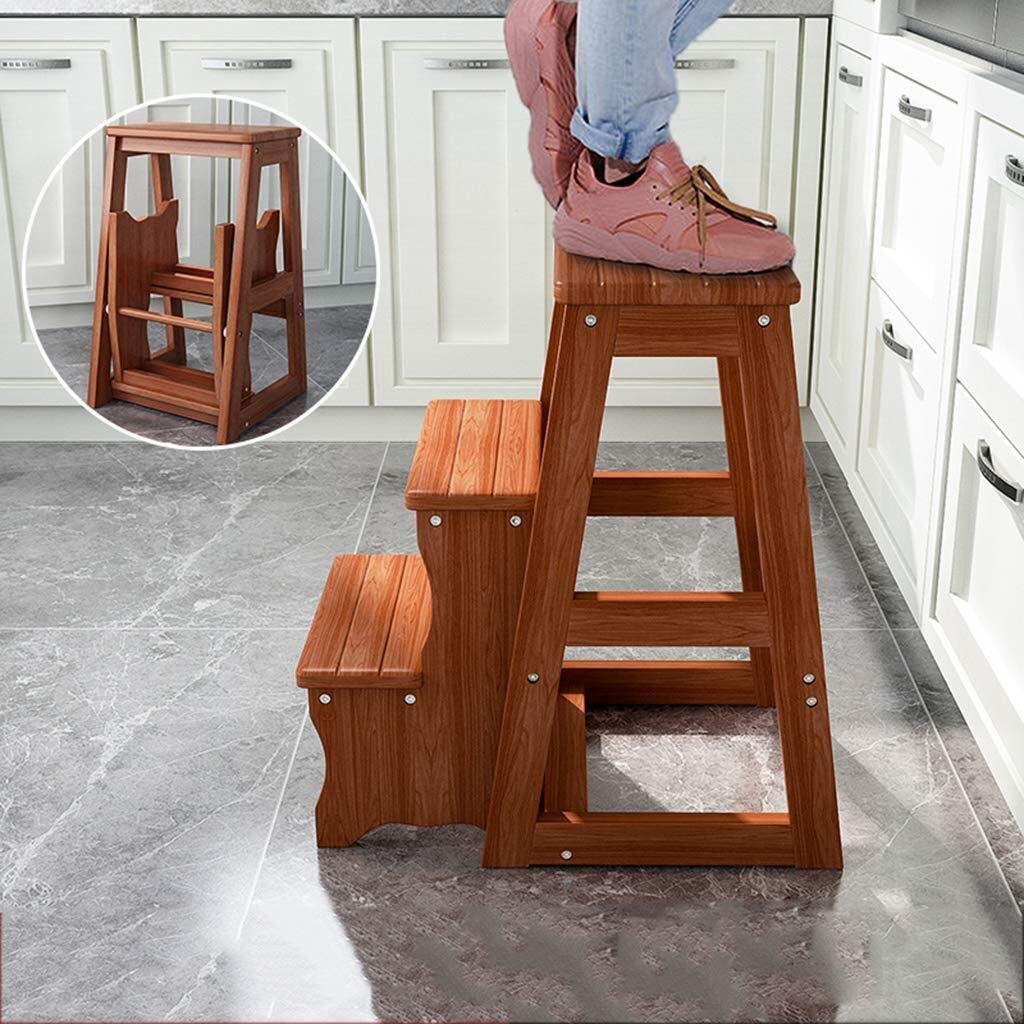 3-Step Foldable Stool Ladder for Indoor Use - Non-Slip Pedal Step Stool with Safety Platform, Multi-Functional Climbing Stool for Kitchen, Bathroom, Bedroom Storage and Household Chores