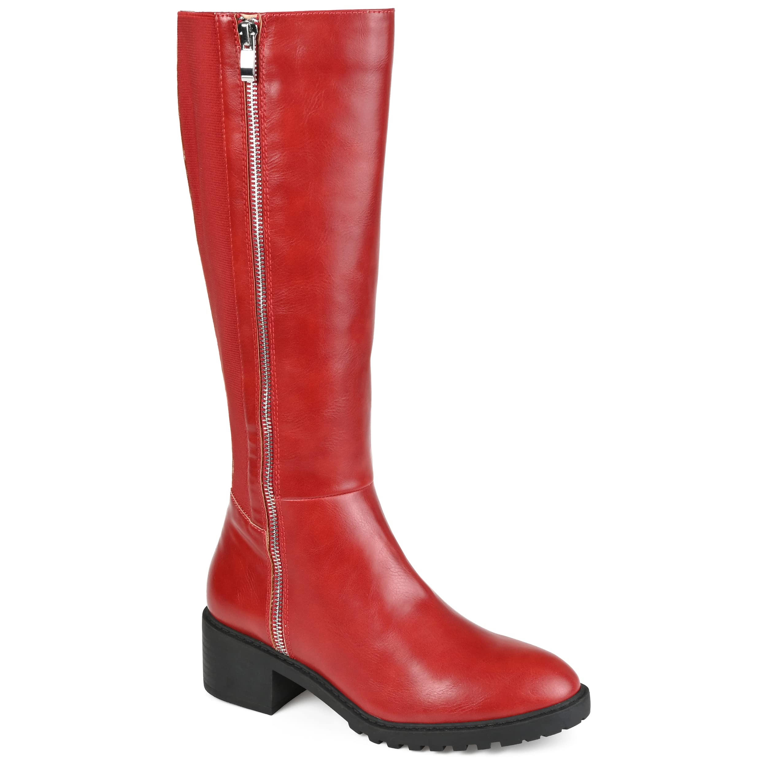 Journee Collection Women's Morgaan Knee High Boots with Comfort Foam Stacked Heel - Stylish & Comfortable for Work, Casual Wear & Winter Fashion