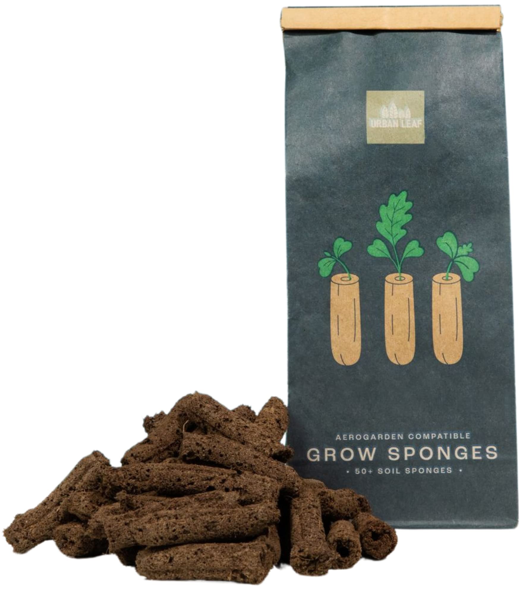 Organic Hydroponic Grow Sponges [50 Pack] – USA-Made Coco Coir Seed Starter Sponges for AeroGarden & Indoor Gardening – Sustainable Seedling Sponges with Divots – Perfect for Hydroponic Systems, Herb Gardens & Homegrown Vegetables