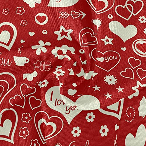 Romantic Love Hearts Pattern Round Tablecloth 60 Inch - Washable Reusable Lace Trim Table Cover for Dining Table, Wedding, Party & Home Decor - Perfect for Valentine's Day, Anniversary Gifts and Special Occasions