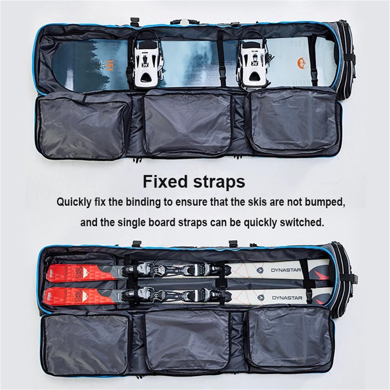 Waterproof Roller Snowboard & Ski Bag with Wheels - Adjustable Length, Foldable & Extra Large for Air Travel - Perfect for Snowboarding Trips & Winter Sports Gear Storage