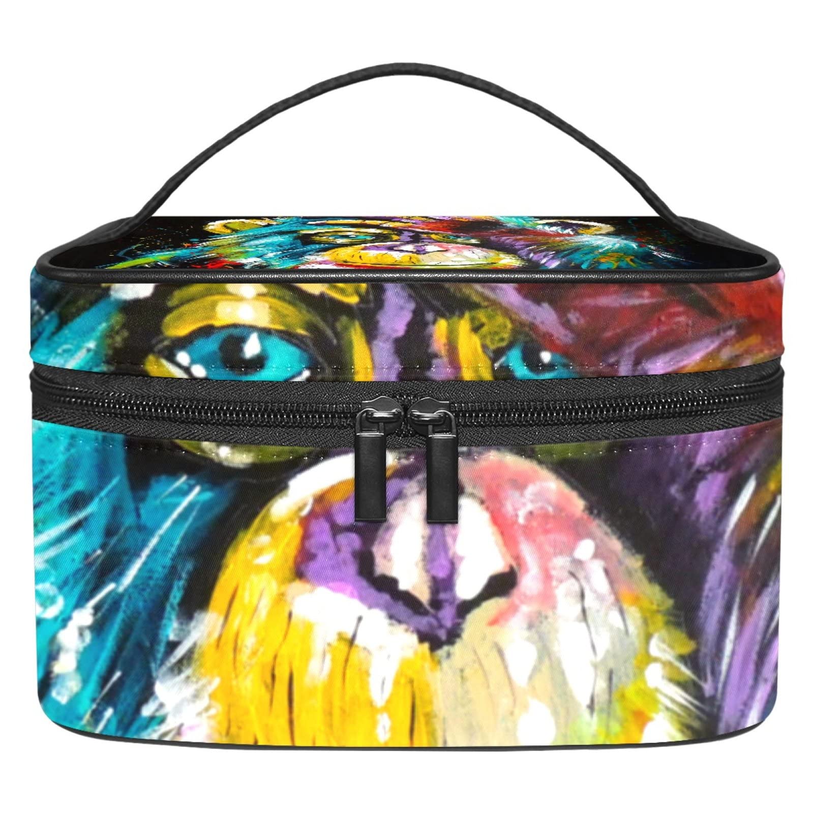 LORVIES Colorful Monkey Print Cosmetic Bag - Waterproof Canvas Travel Toiletry Organizer with Top Handle for Makeup, Jewelry & Essentials | Perfect for Women's Travel, Gym & Daily Use
