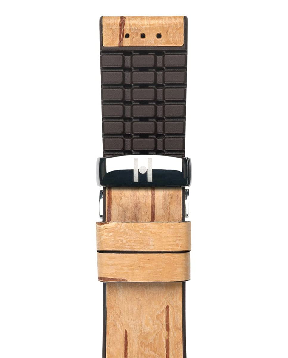Hirsch Birch Vegan Watch Strap - Flexible Refined Birch Wood Watch Band with Premium Natural Rubber Core - Quick Release Spring Bars - Eco-Friendly Wooden Watch Accessory for Men & Women - Perfect for Casual, Office and Outdoor Wear