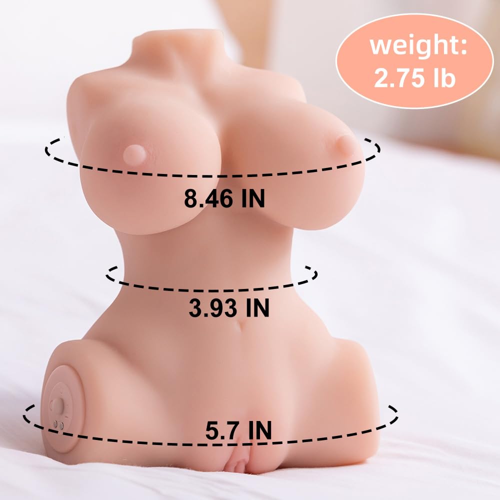 Realistic 3D Vibrating Female Sex Doll Torso - Automatic Male Masturbator with Sucking Motor, Hands-Free Vagina & Anal Stroker - Adult Sex Toy for Men (Perfect for Solo Play & Discreet Pleasure)