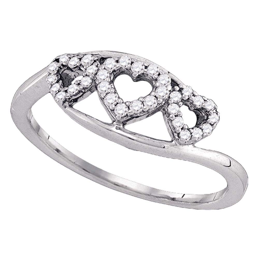 10K White Gold Round Diamond Heart Ring for Women - 1/5 CTW Dazzlingrock Collection - Perfect for Valentine's Day, Anniversary & Romantic Gifts
