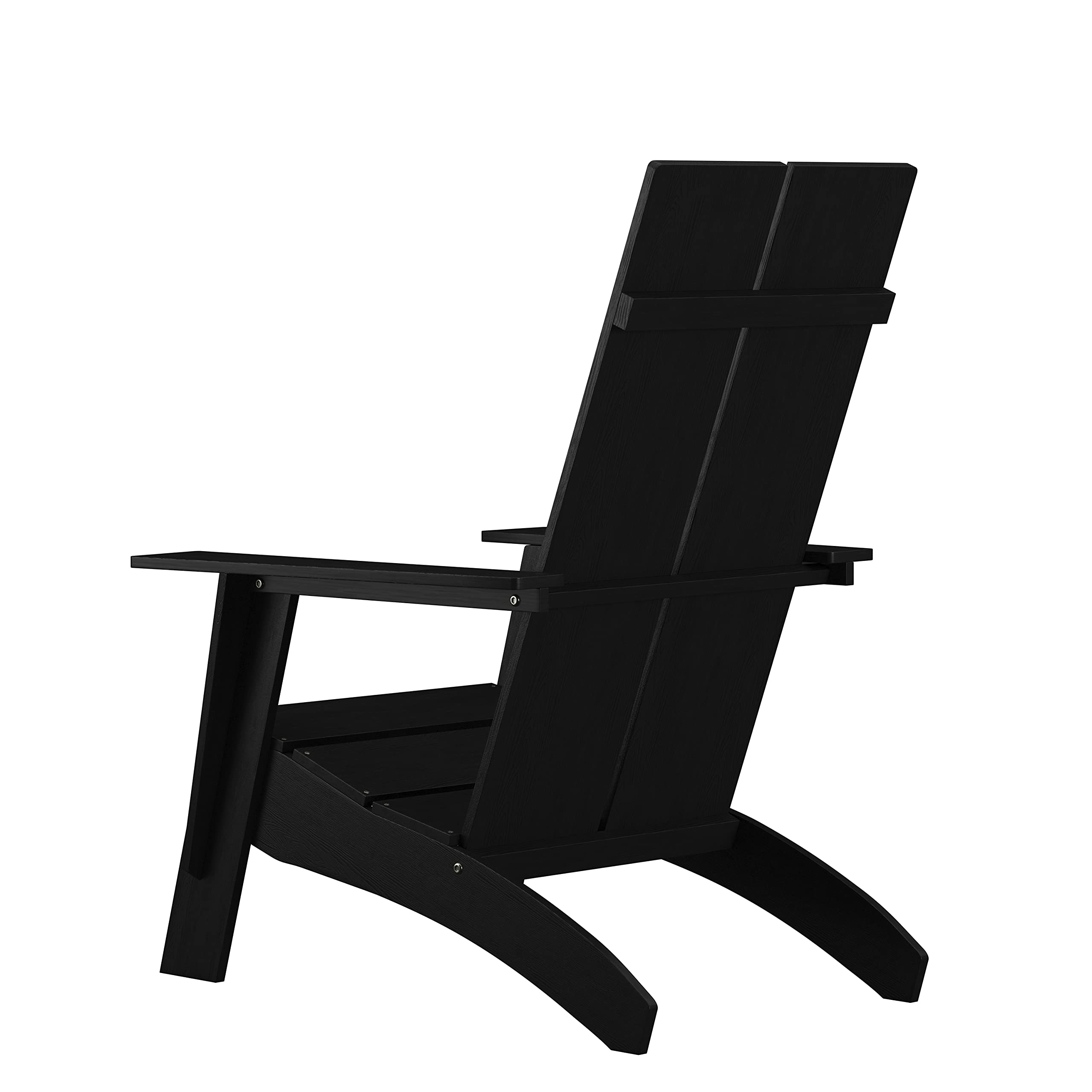 EMMA + OLIVER Set of 2 Black Modern Dual Slat Back Adirondack Chairs for Patio, Garden, Poolside & Indoor Use - Weather-Resistant Outdoor Furniture